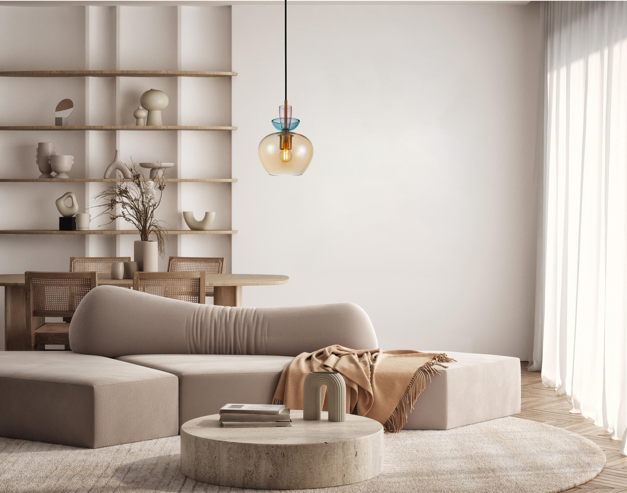 Lampa wisząca Fanda bursztyn E27 Italux - 2