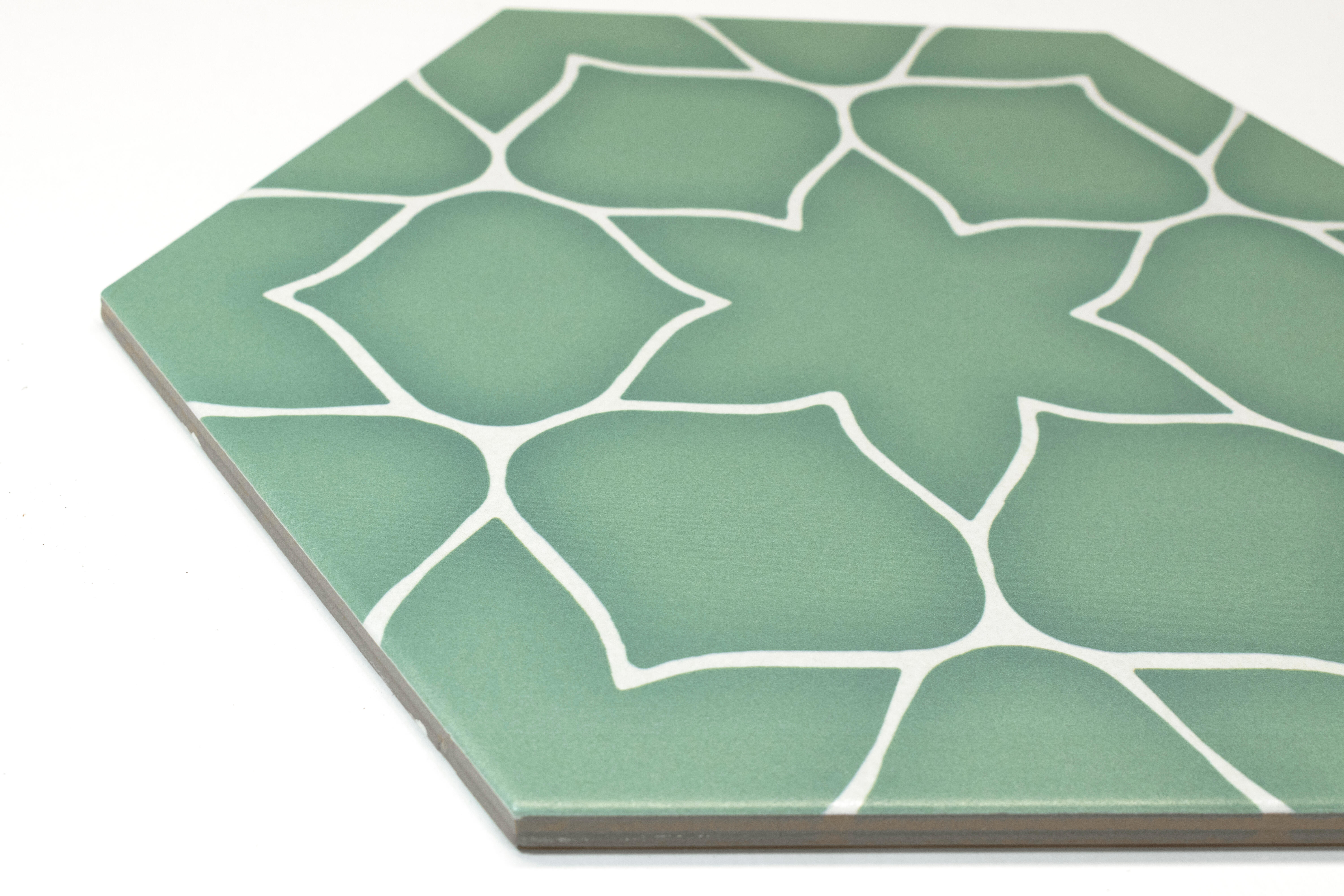 Azulejo porcelánico Kerala efecto papel pintado aqua 28.5x33 cm | Leroy ...