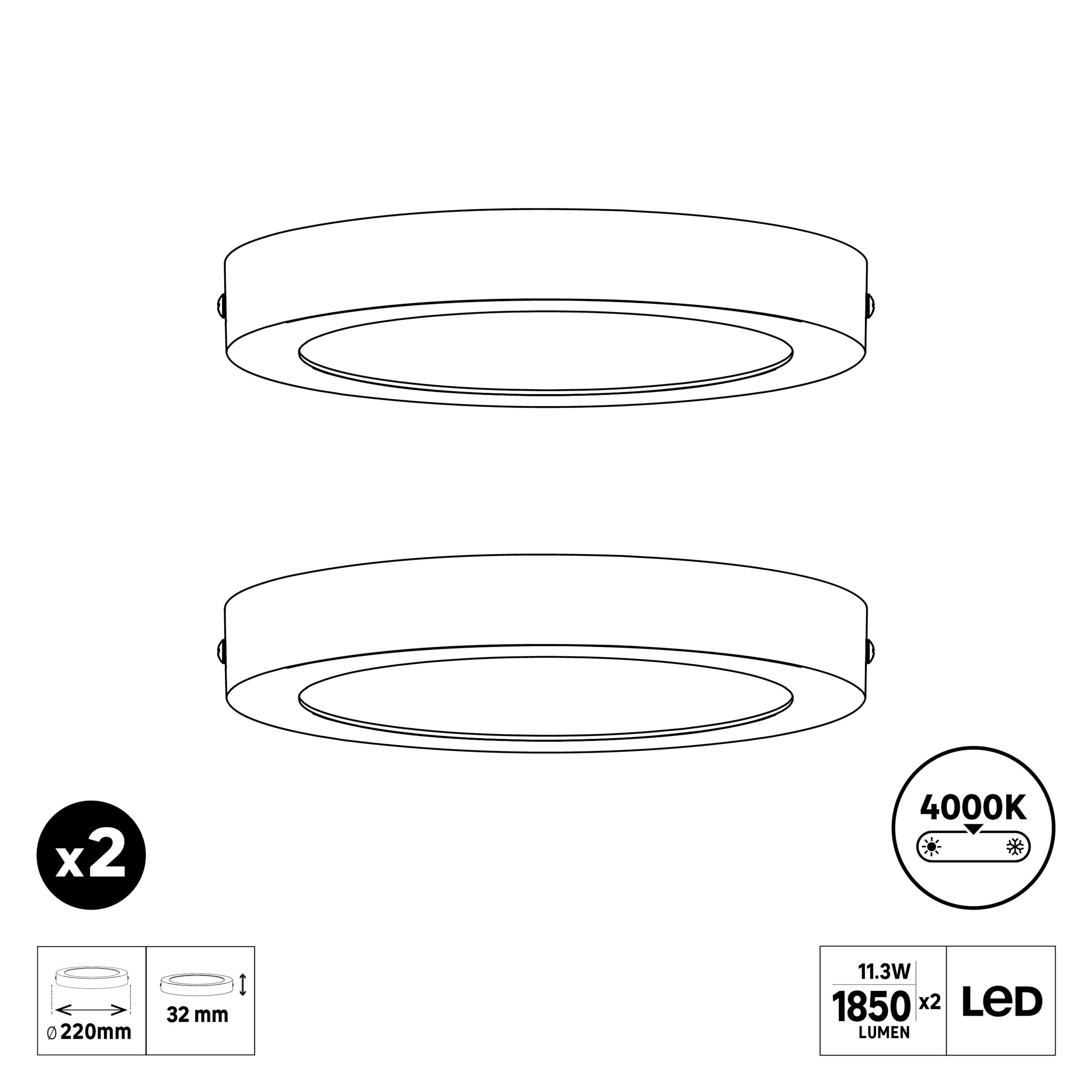 Candeeiro de teto com lâmpada interior LED 7cm branco - 7