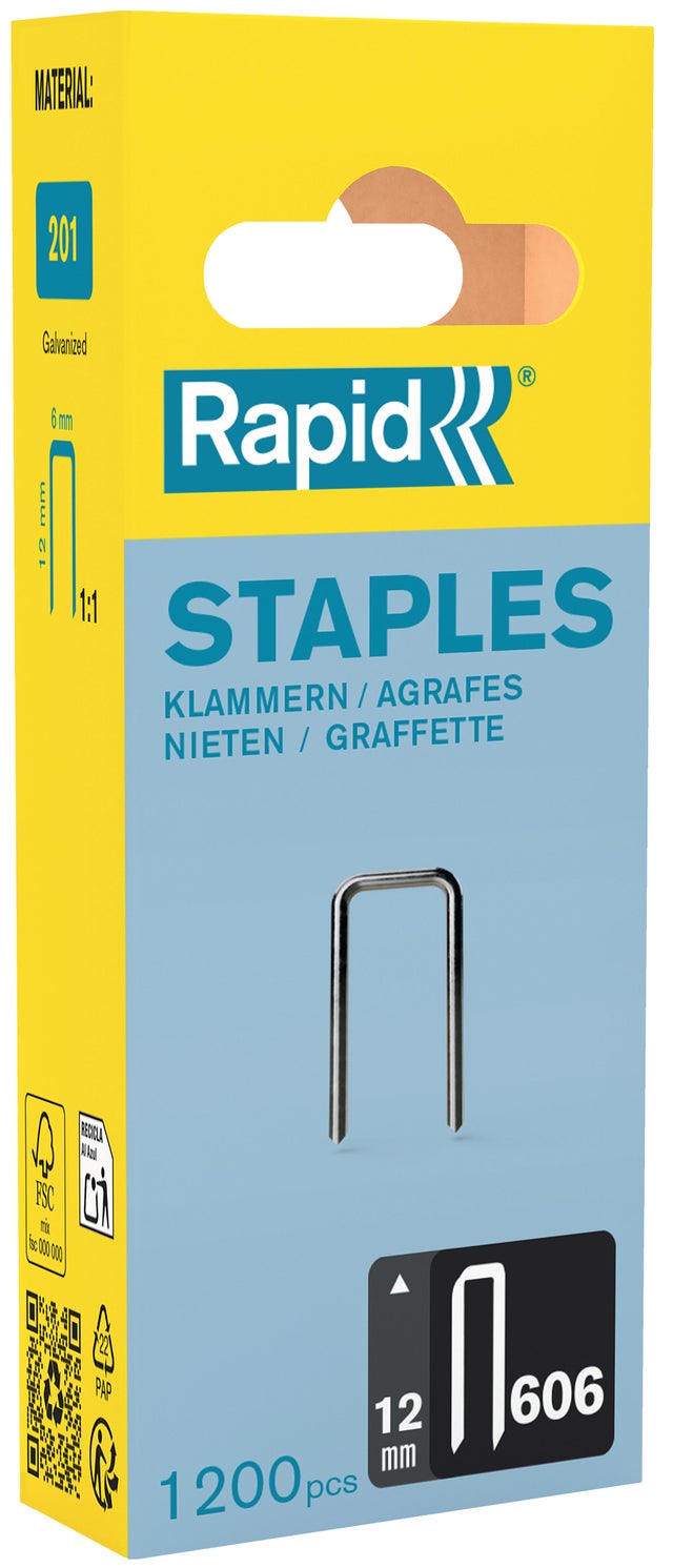 Boite de 600 agrafes n°606 L.12 mm Galva - RAPID
