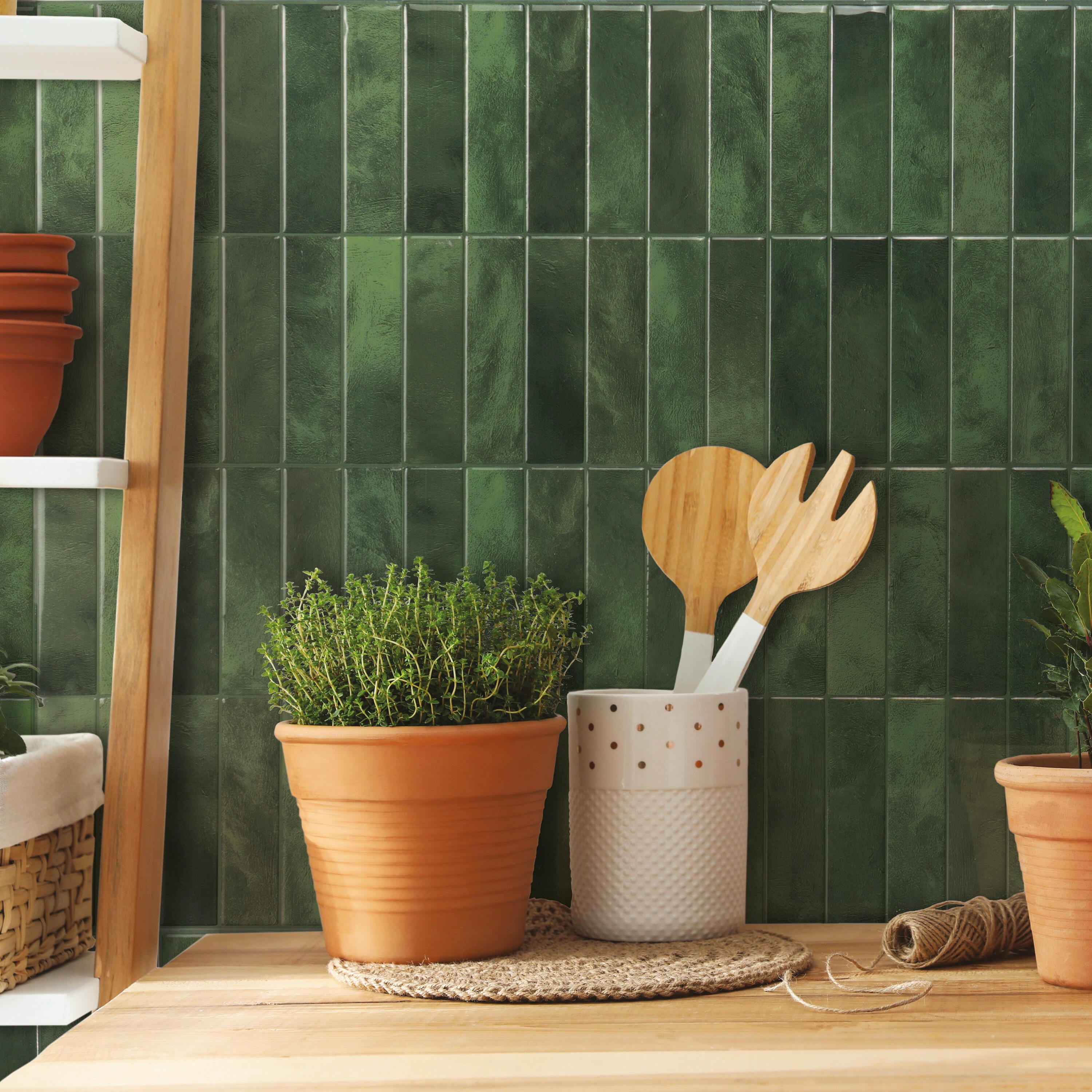 Adesivo decorativo in rotolo SMART TILES Morocco Sefrou varie tonalità di verde lucido 22.8 cm x 29 cm - 4