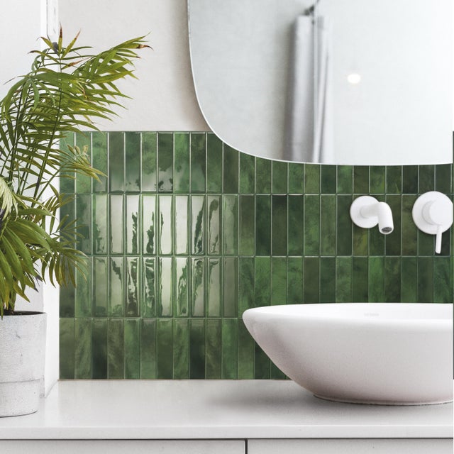 Copertura autoadesivo SMART TILES Morocco Sefrou varie tonalità di verde lucido 22.8 cm x 29 cm