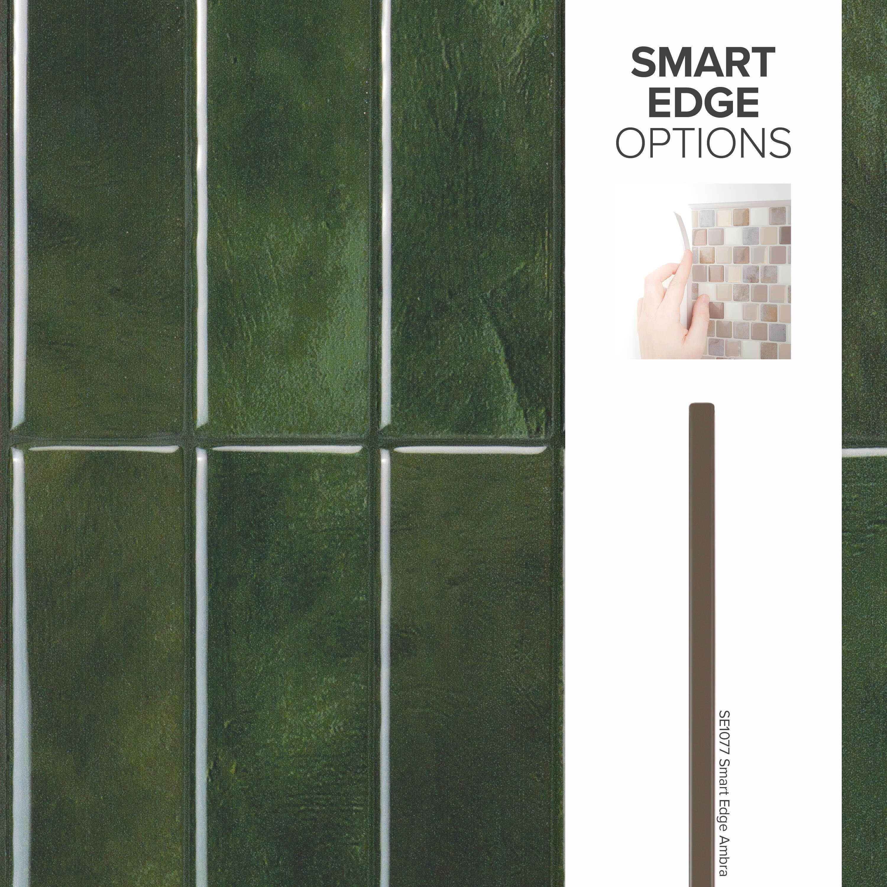 Adesivo decorativo in rotolo SMART TILES Morocco Sefrou varie tonalità di verde lucido 22.8 cm x 29 cm - 8