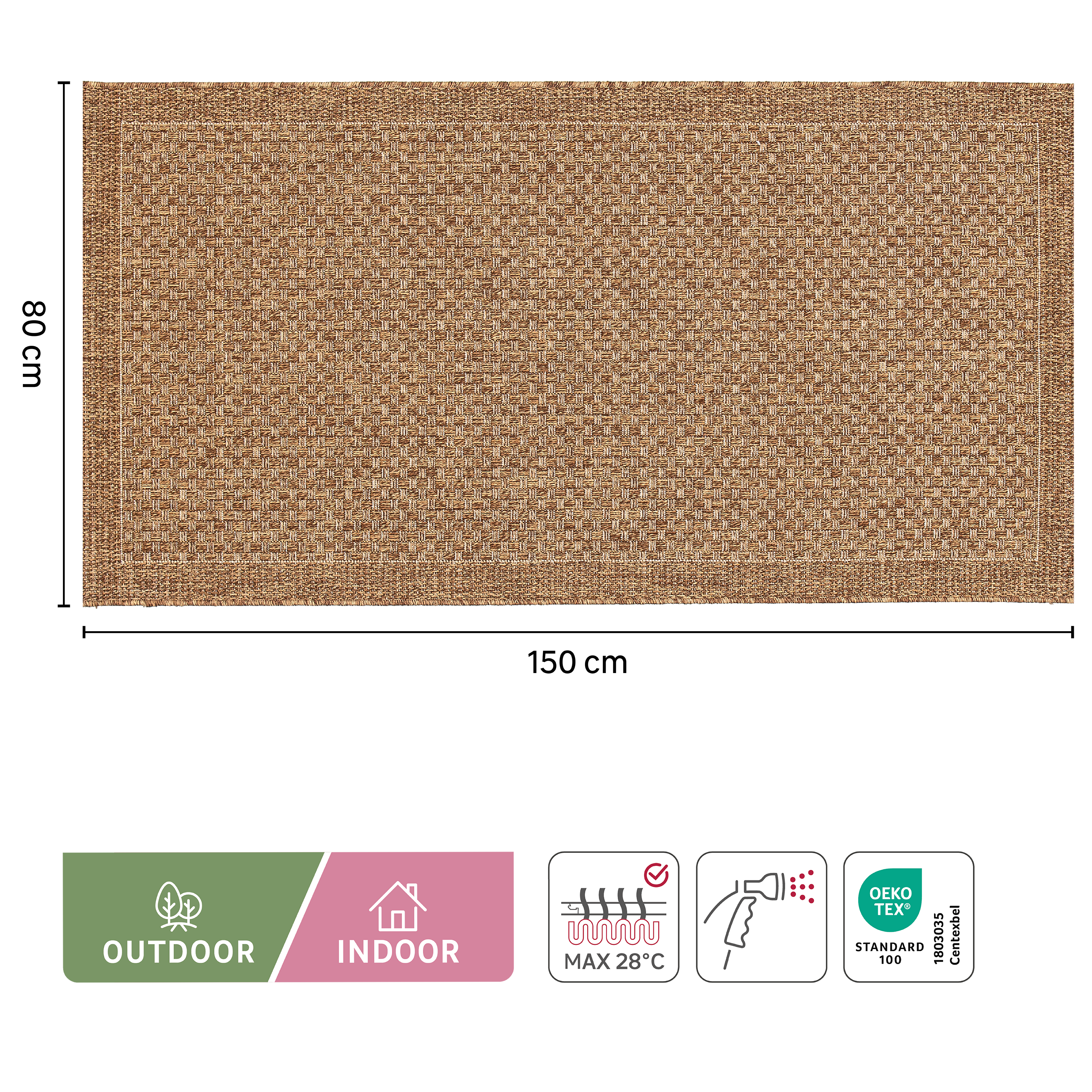 Tapete liso Emma 80x150cm castanho Inspire - 4