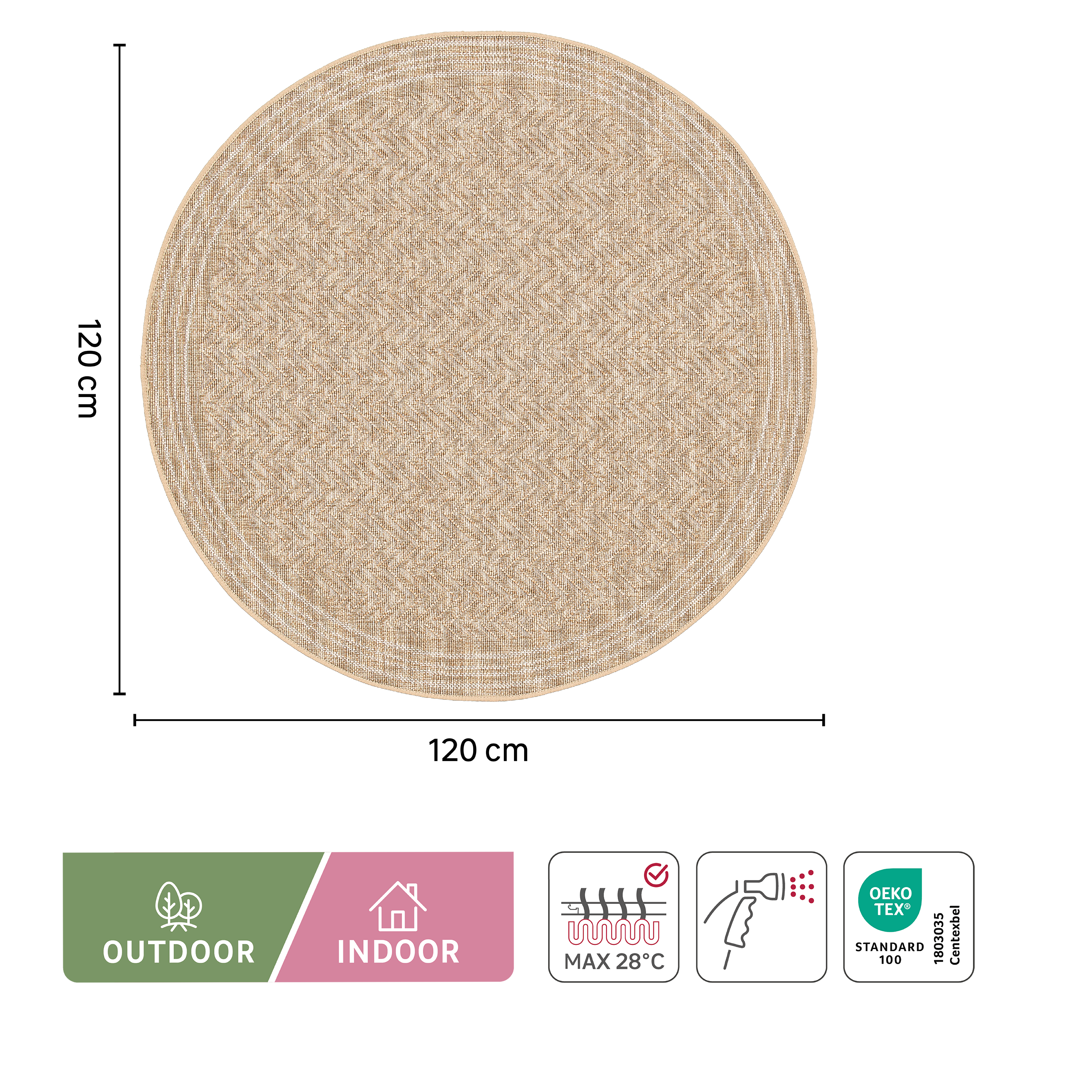 Scendiletto Awa in polipropilene, L 120 x L 120 cm, beige - 9