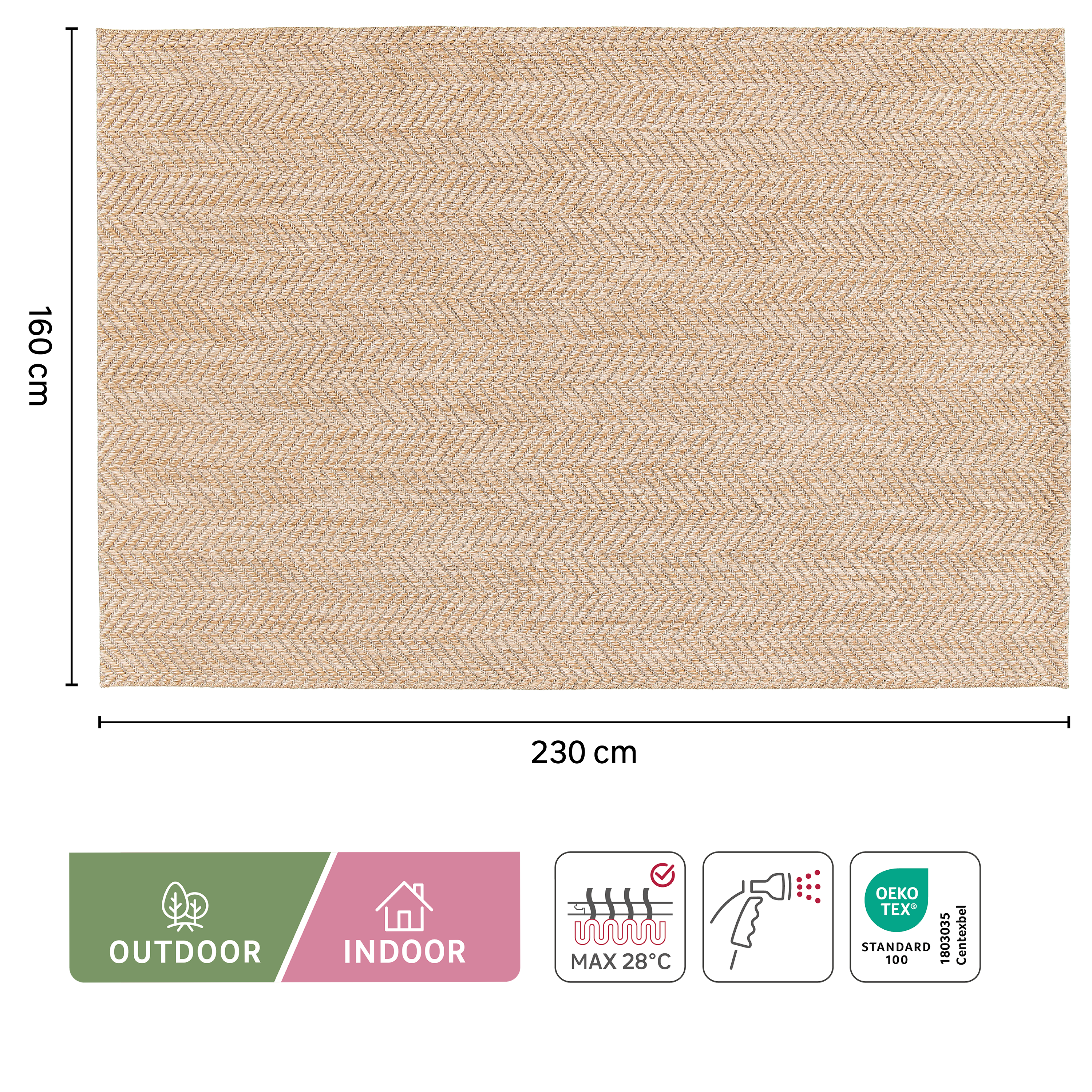 Tapete liso Waves 160x230cm castanho Inspire - 5