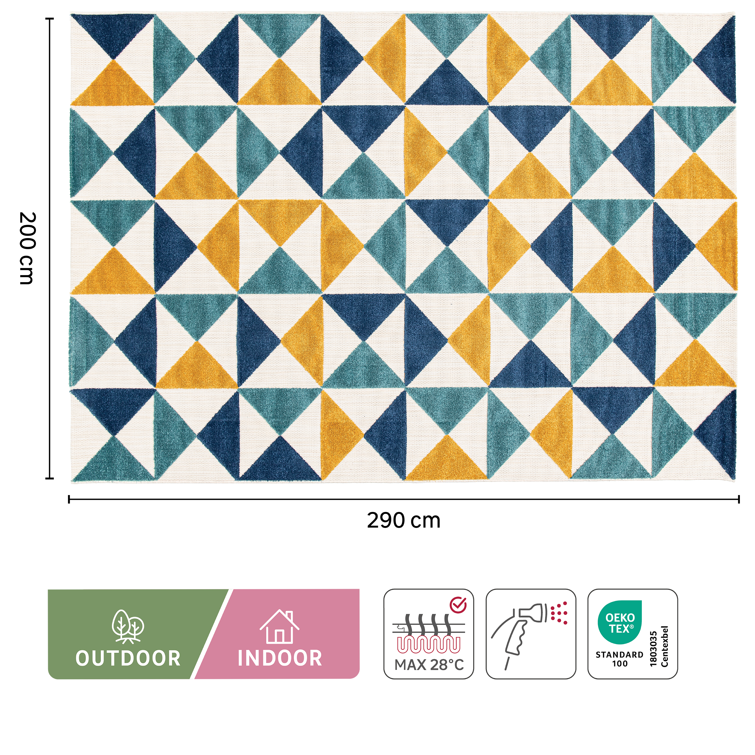Tapete geométrico Riga 200x290cm multicor Inspire - 4