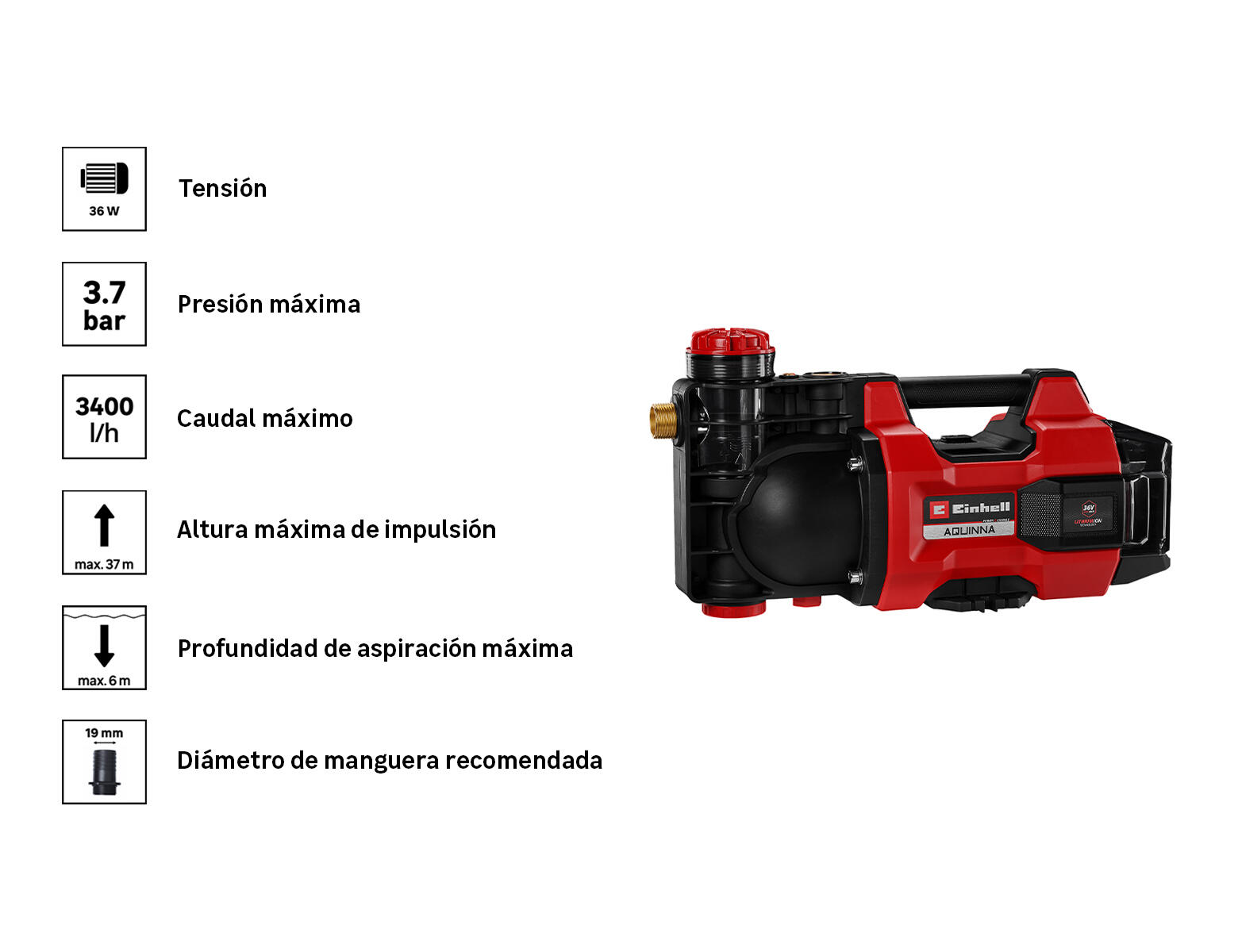 Bomba de achique EINHELL  de 230 w y caudal máximo de 3400 l/h - 6