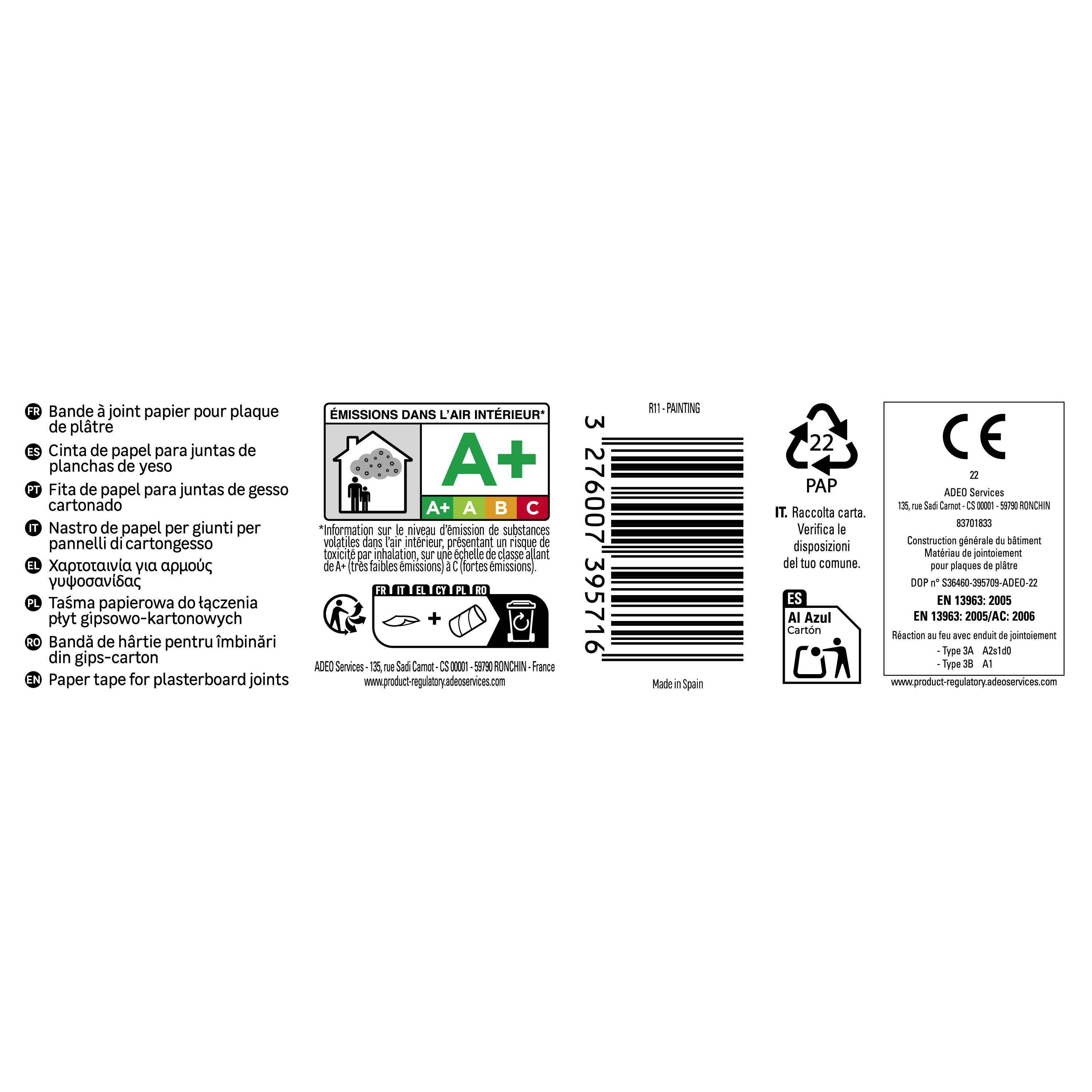 Bande à joint papier AXTON l.50 mm x L.75 m - 5