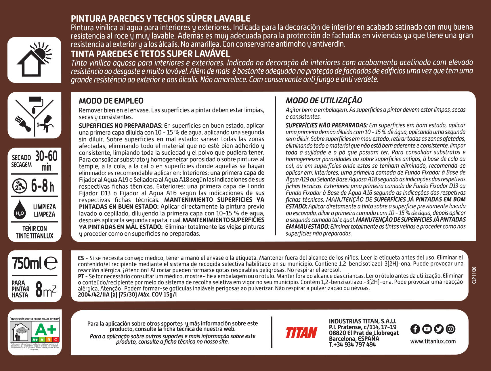 BASE PLASTICA SATINADA TITANIT 750ML TONOS CLAROS - 2