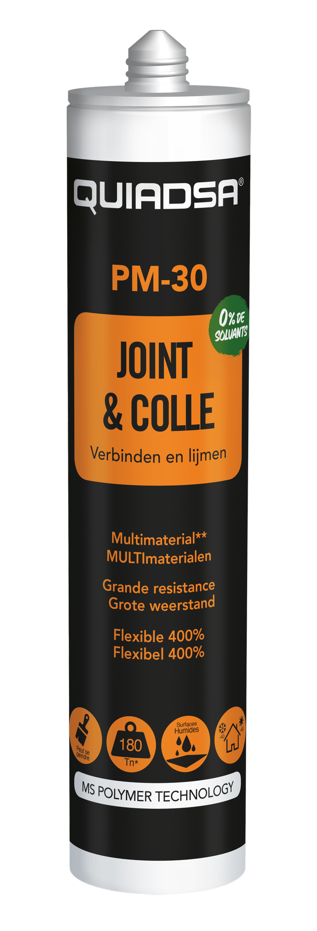 Mastic polymère colle et joint blanc 300 ml PM-30 - QUIADSA