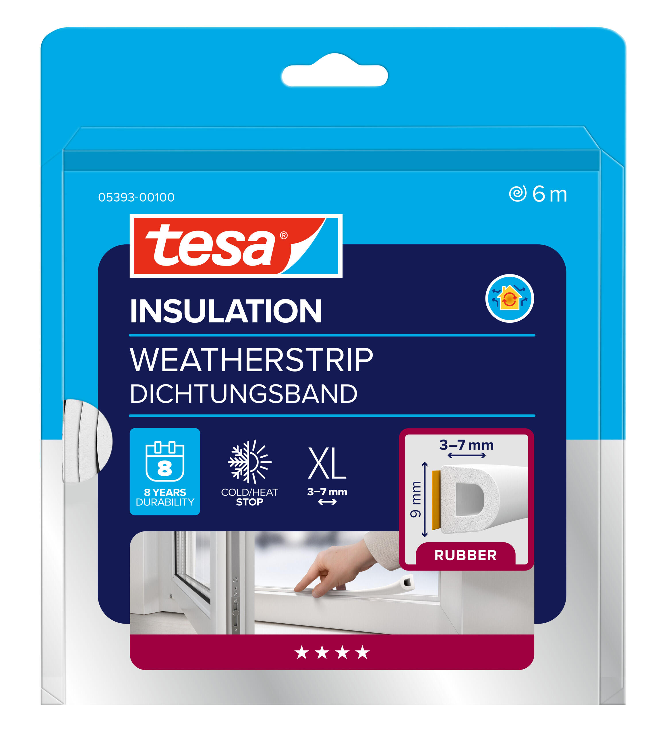 Fita de calafetagem 6M PVC BRANCO TESA D-PROFILE - 3