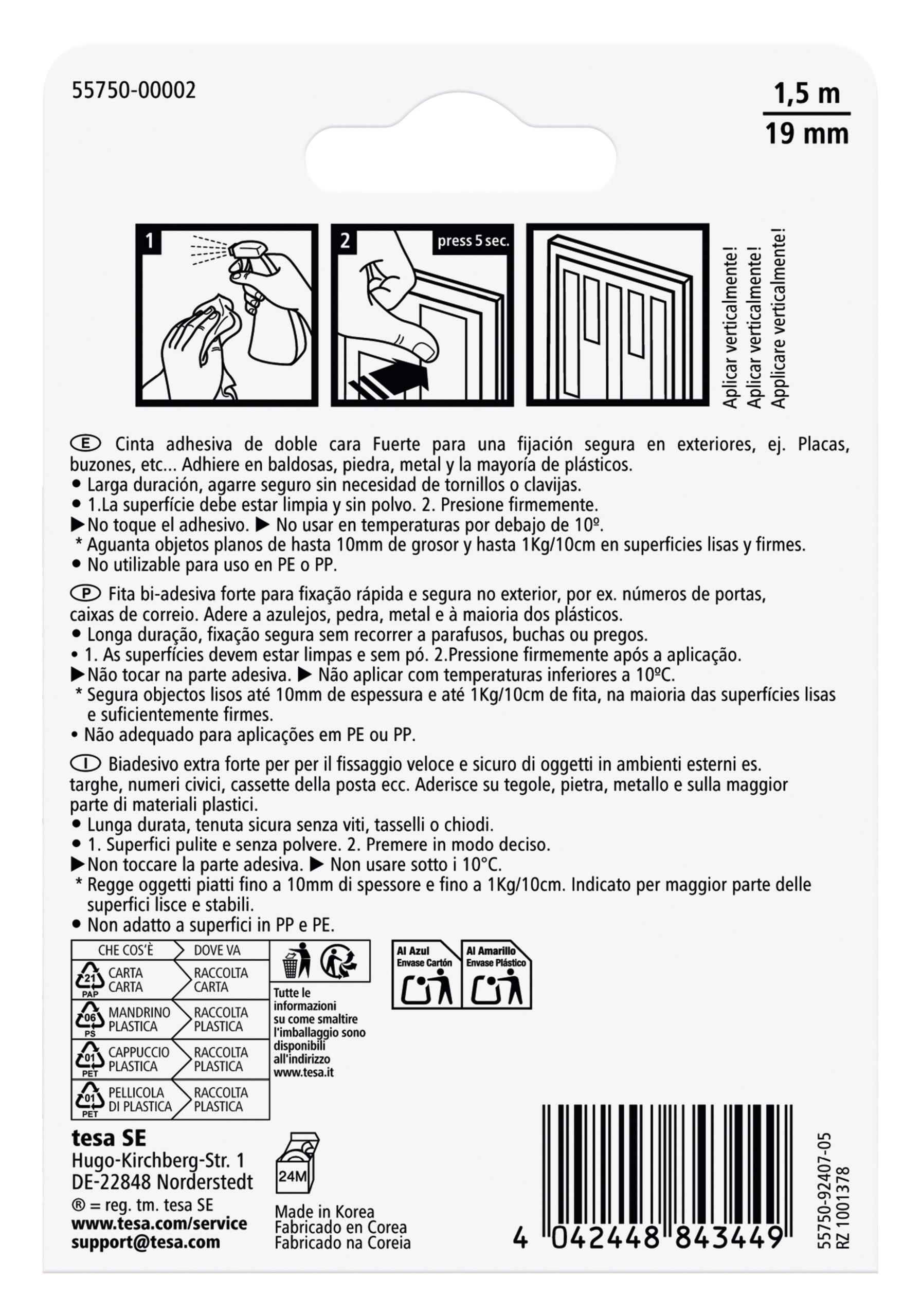 Fita dupla face para exterior TESA POWERBOND 1.5MX19MM - 4