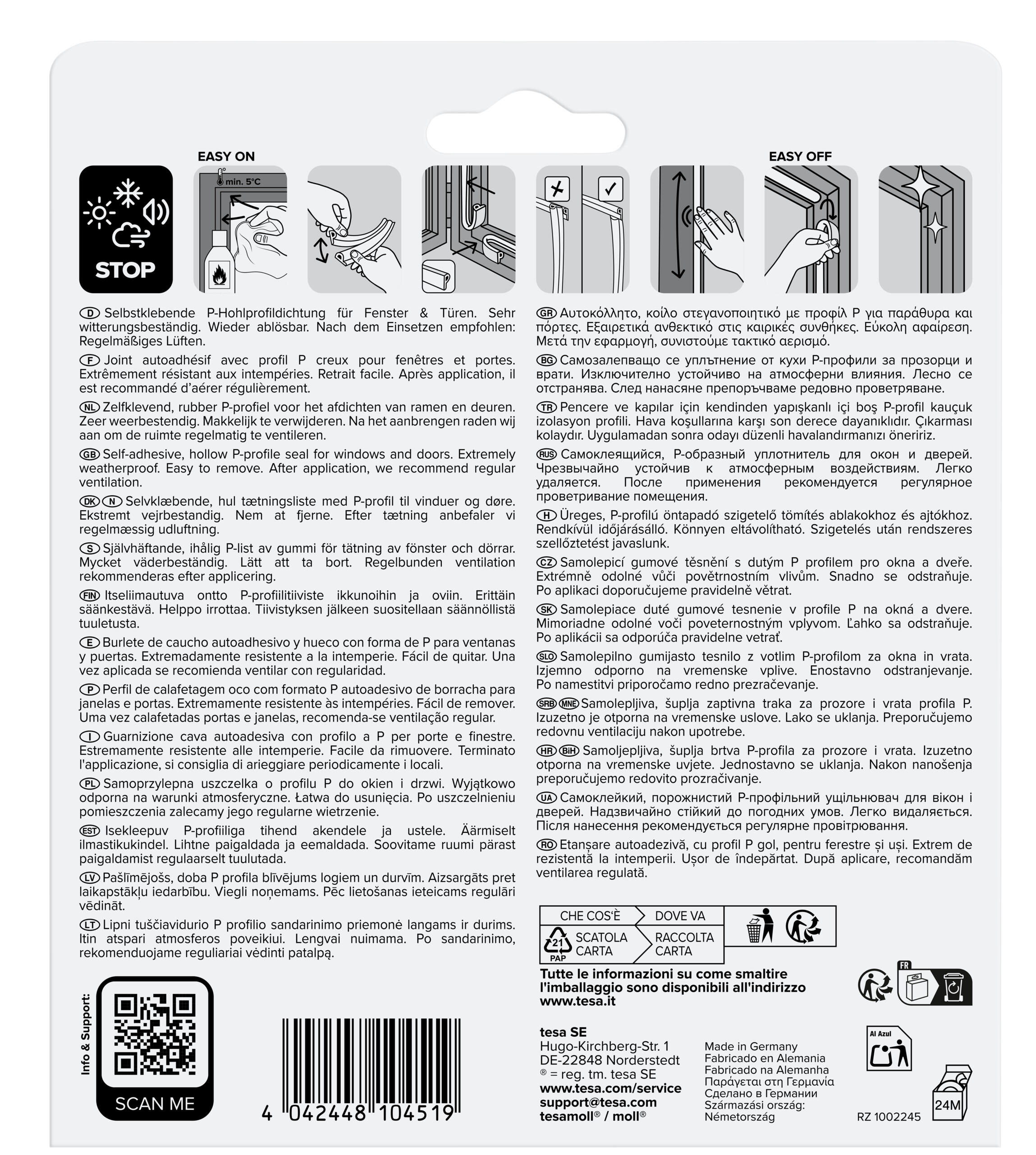 Fita de calafetagem 6M PVC CASTANHO TESA P-PROFILE - 8
