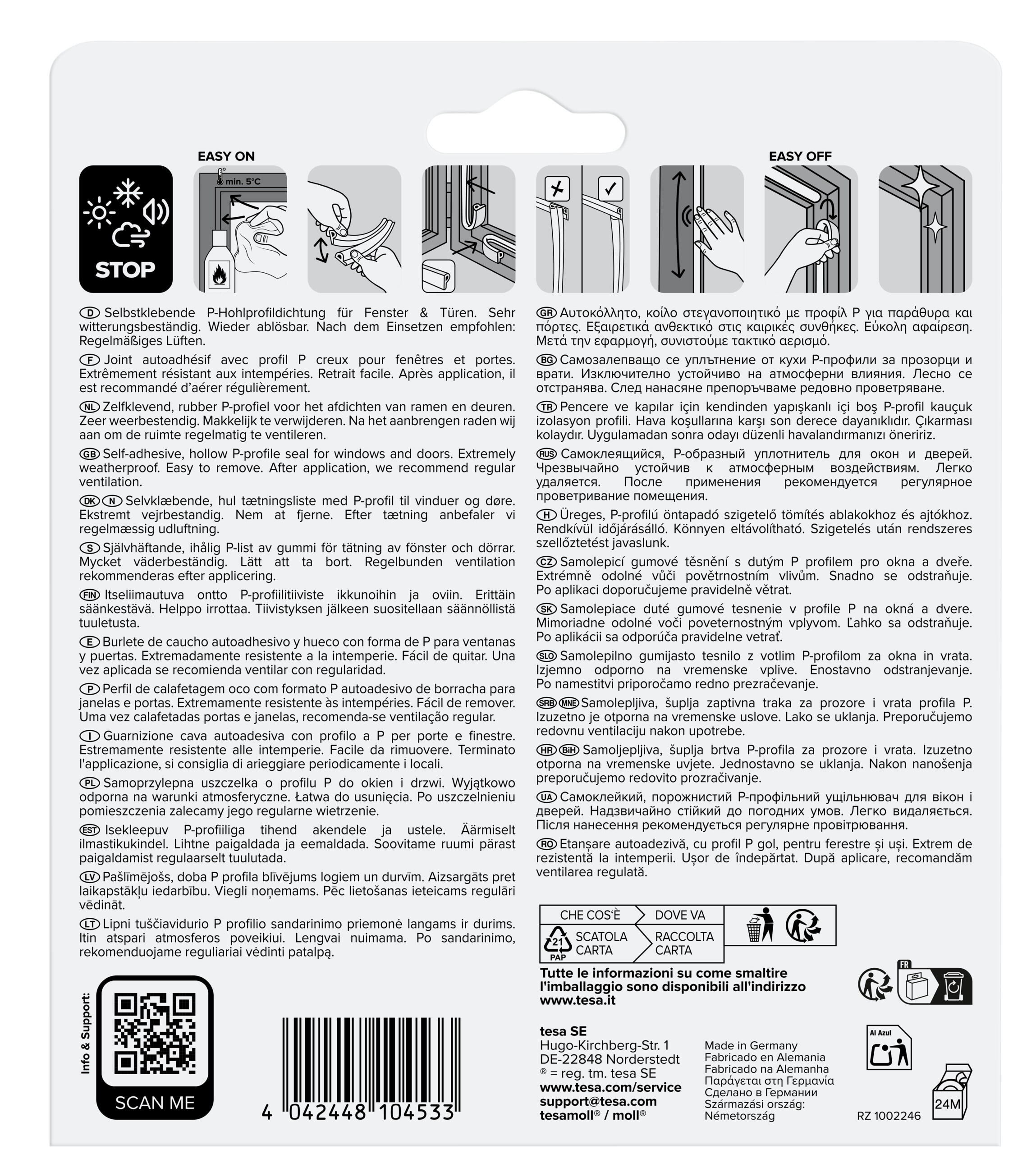 Fita de calafetagem 6M PVC BRANCO TESA P-PROFILE - 9