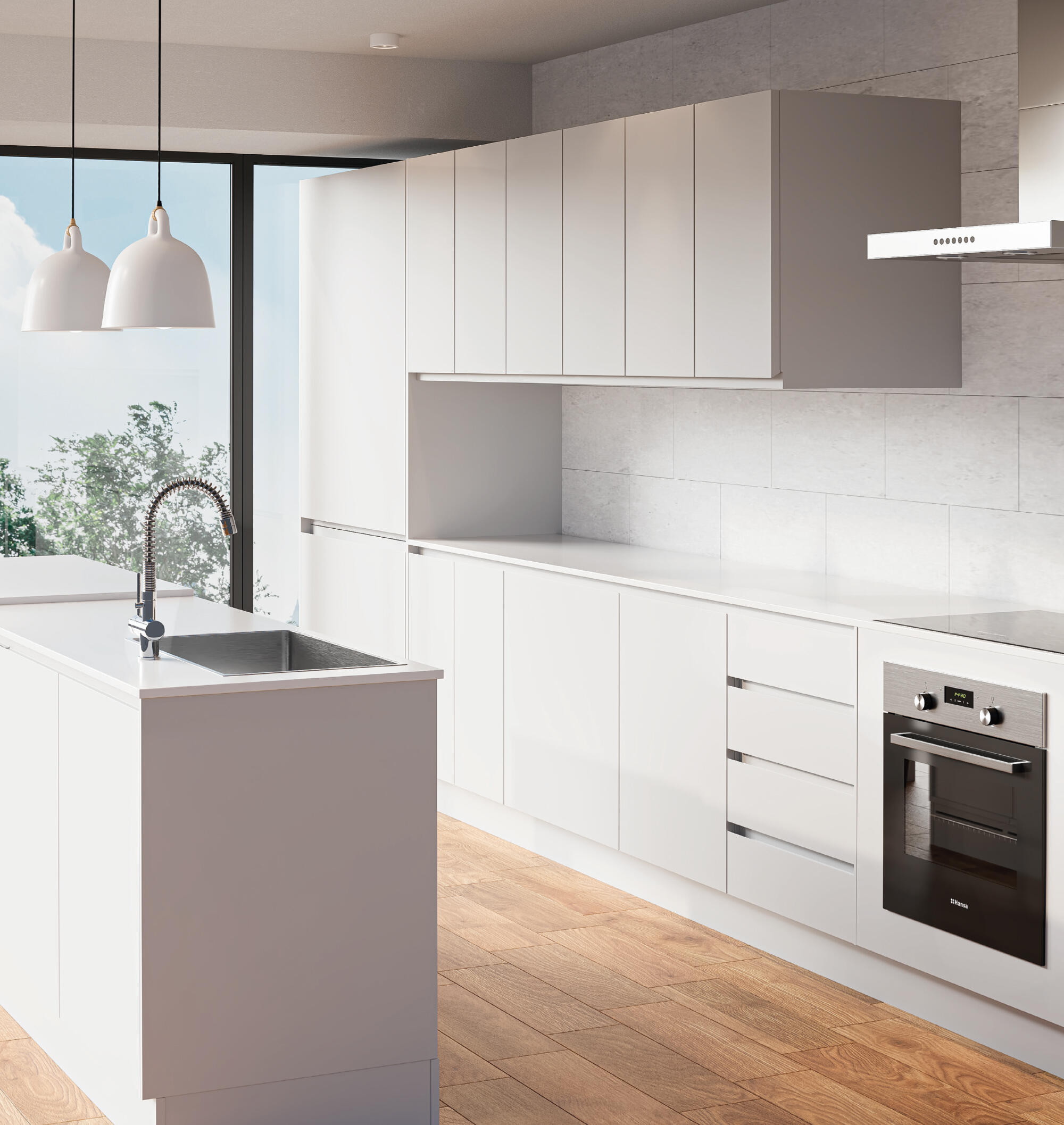 FRENTE CAJON PARA MUEBLE DE COCINA MALLORCA BLANCO BRILLO MDF 40X60CM - 8