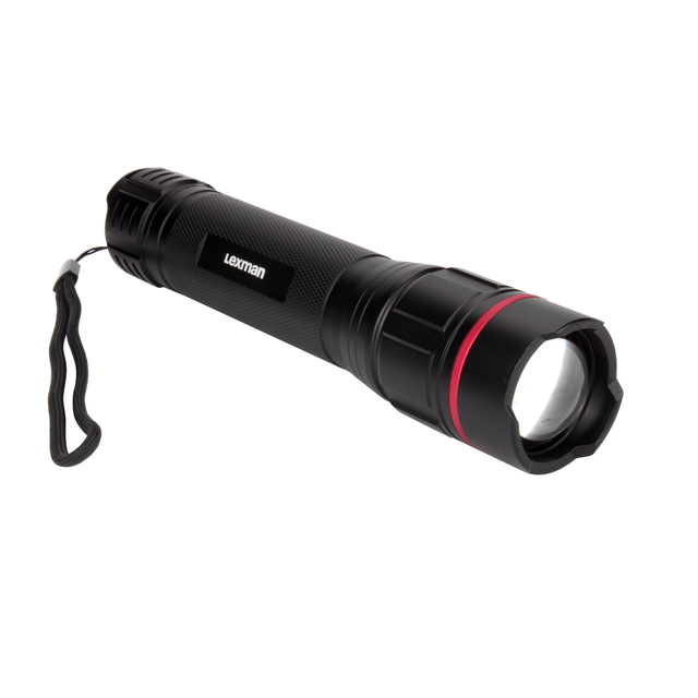 Torcia LED Maximus 1200 Lumen – Zoom Continuo, Alluminio Nero, Impermeabile, 3 Batterie Incluse