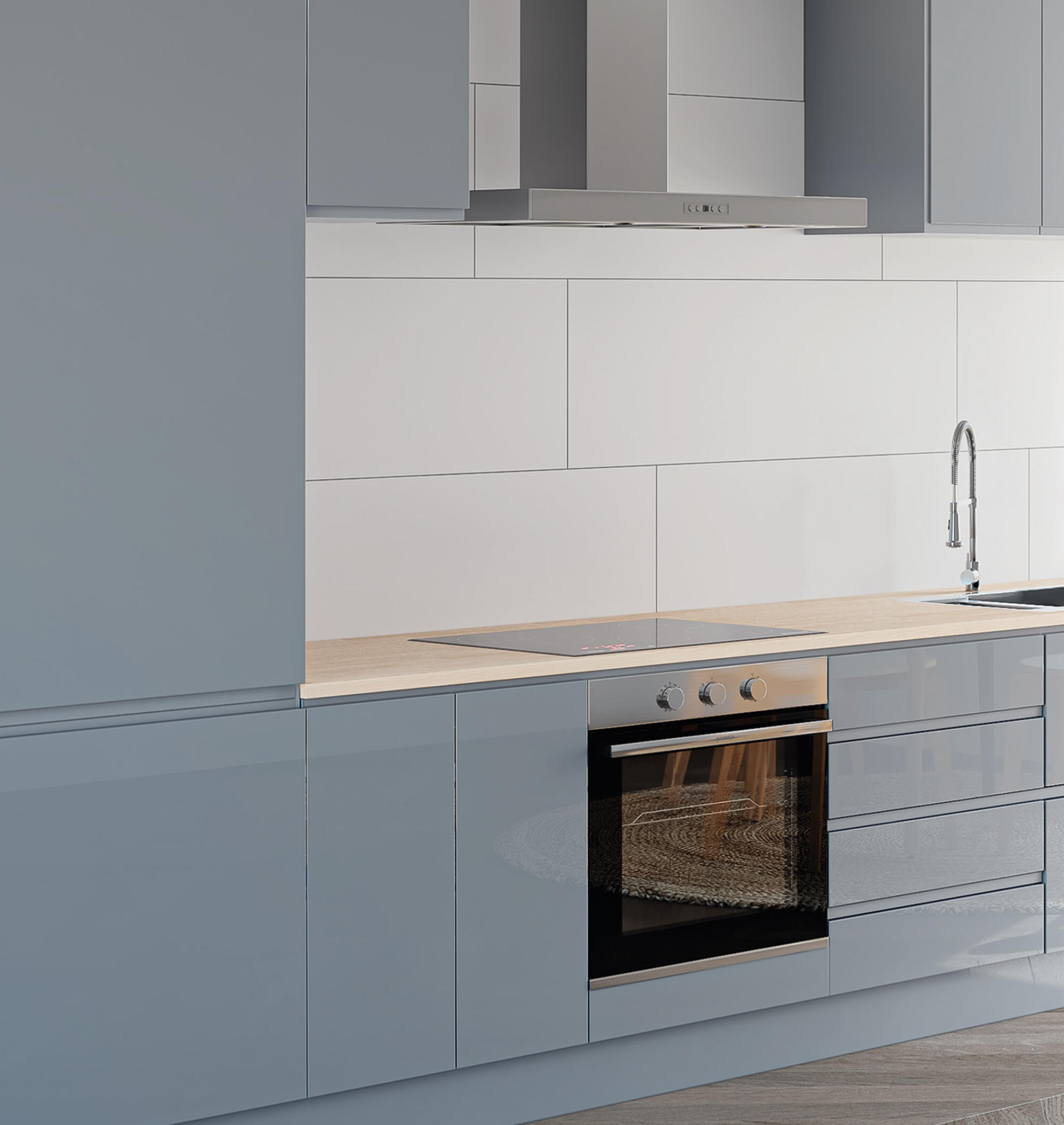 FRENTE CAJÓN PARA MUEBLE DE COCINA ZARAGOZA GRIS BRILLO MDF 40X60CM - 9