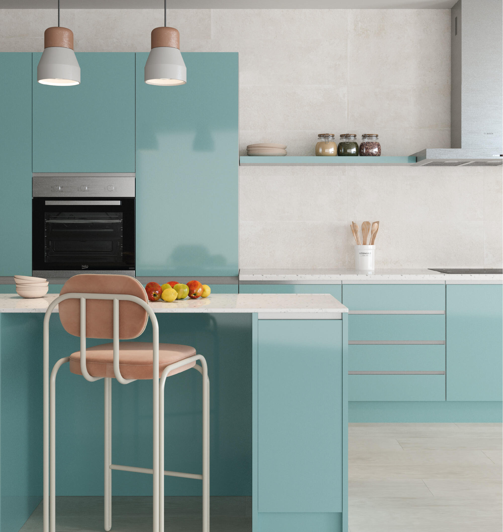 FRENTE CAJÓN PARA MUEBLE DE COCINA ALICANTE AGUAMARINA BRILLO PET 20X60CM - 7