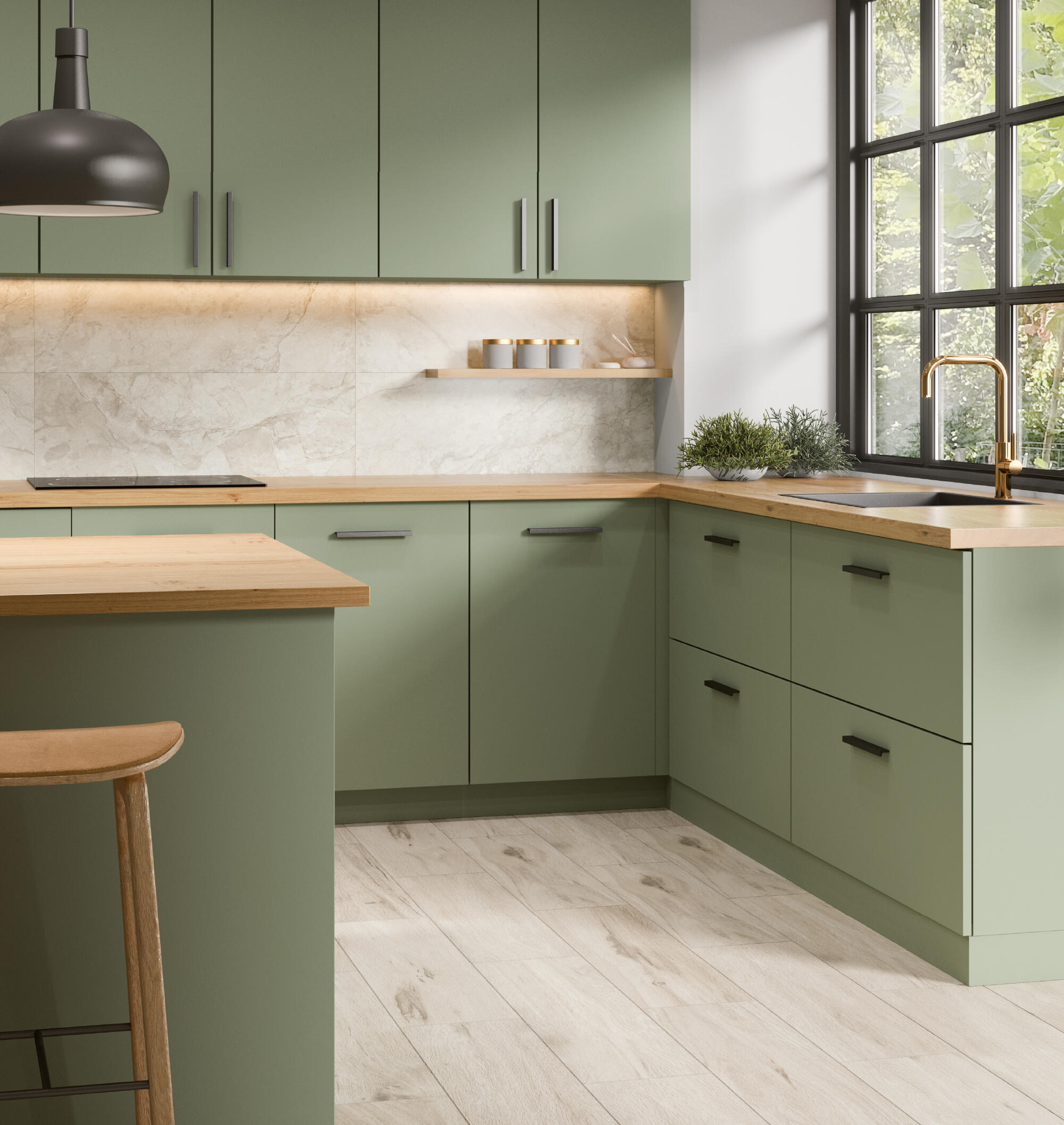 COSTADO PARA MUEBLE DE COCINA LISBOA VERDE MATE PET 90X60CM - 2