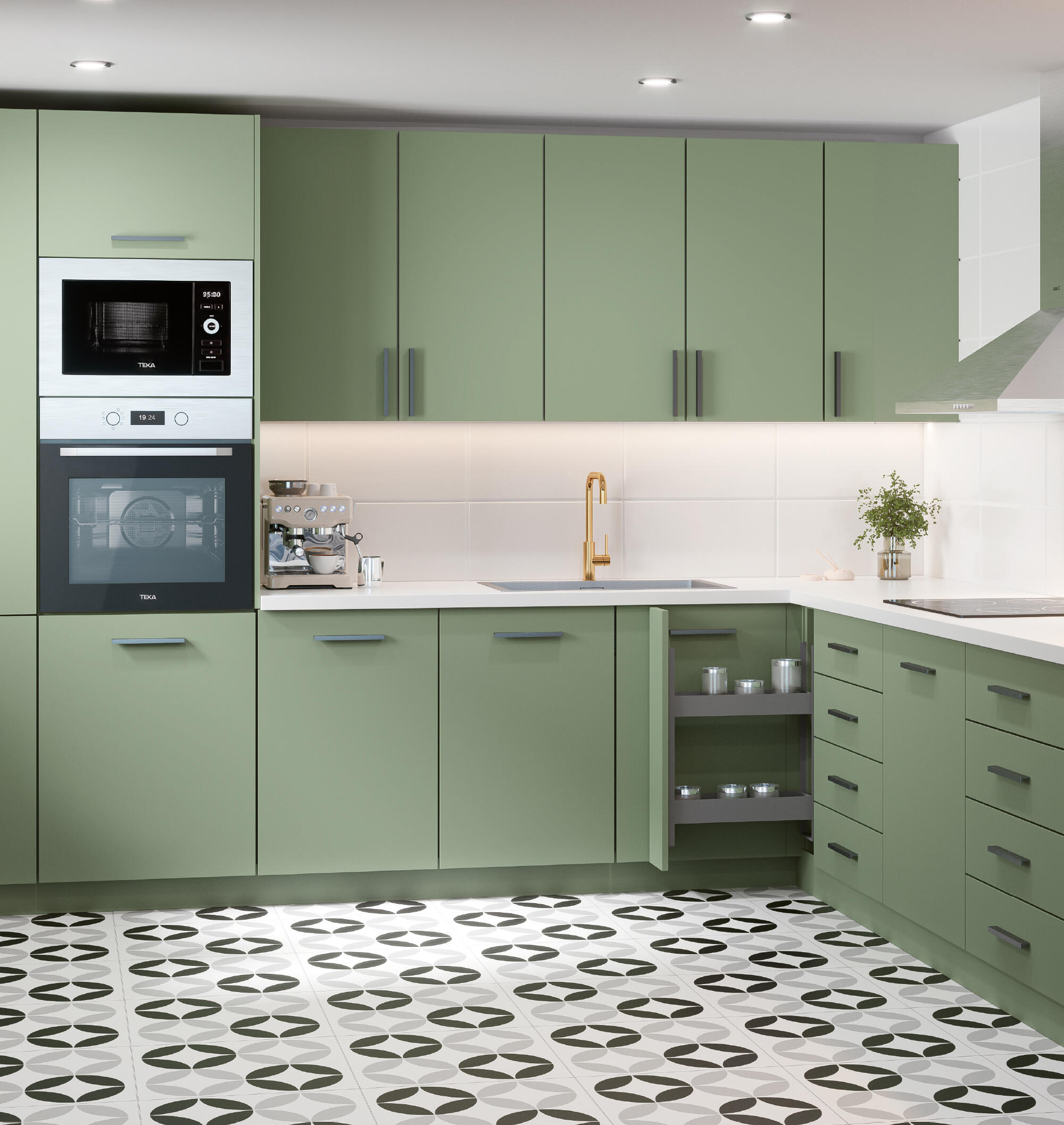 COSTADO PARA MUEBLE DE COCINA LISBOA VERDE MATE PET 231X60CM - 2