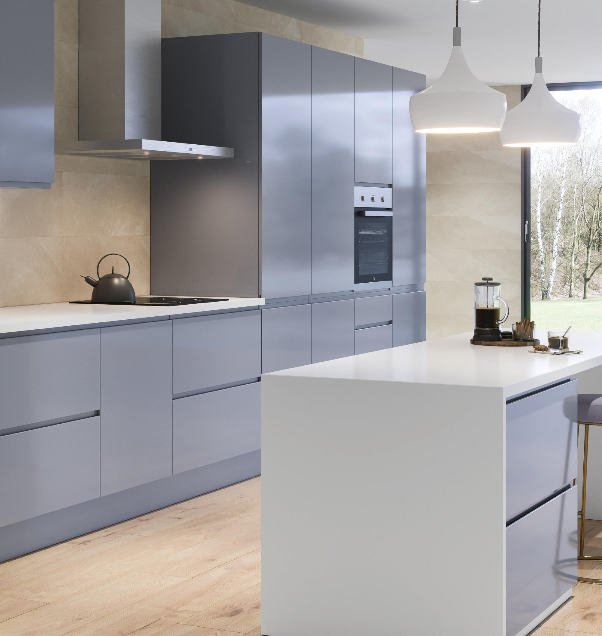 FRENTE CAJÓN PARA MUEBLE DE COCINA ZARAGOZA GRIS BRILLO MDF 40X60CM - 5