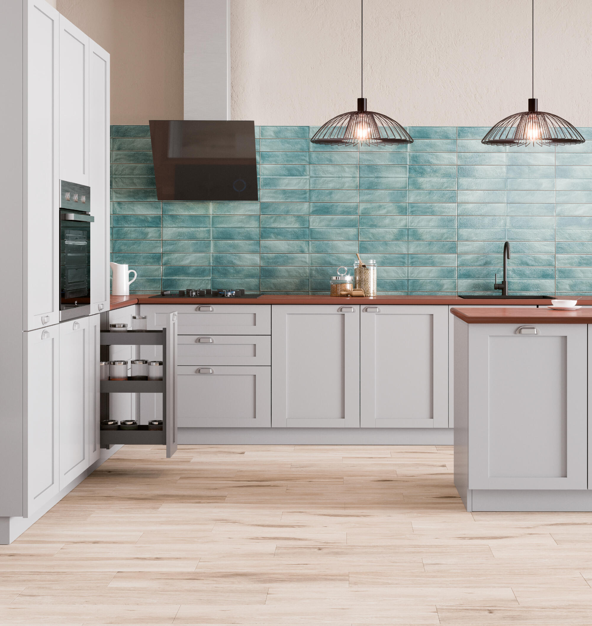 PUERTA PARA MUEBLE DE COCINA MENORCA GRIS CLARO MATE MDF 140X60CM - 4