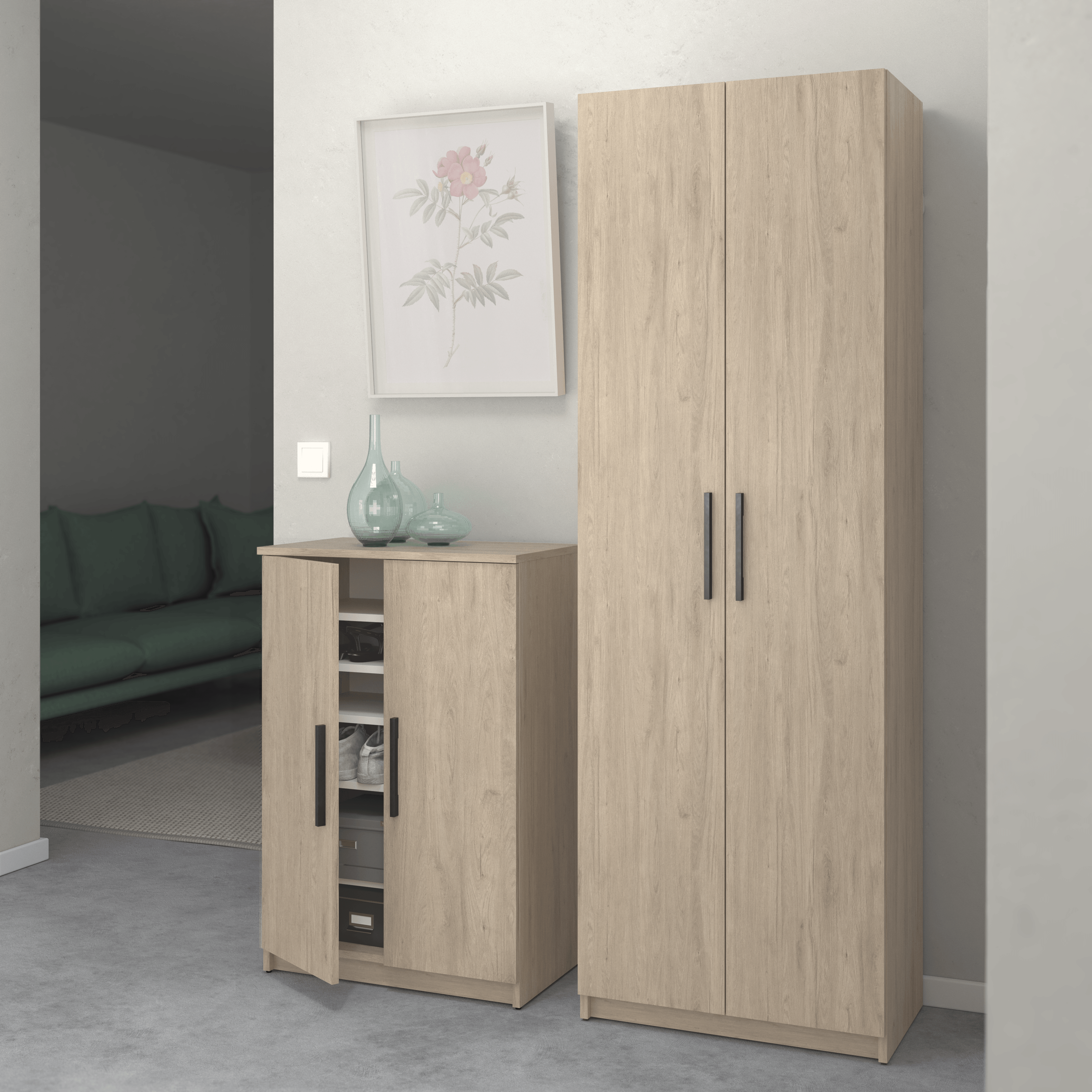 Sapateira 2 portas carvalho natural 18 pares 90x60x35,6 cm Home Nimes - 12