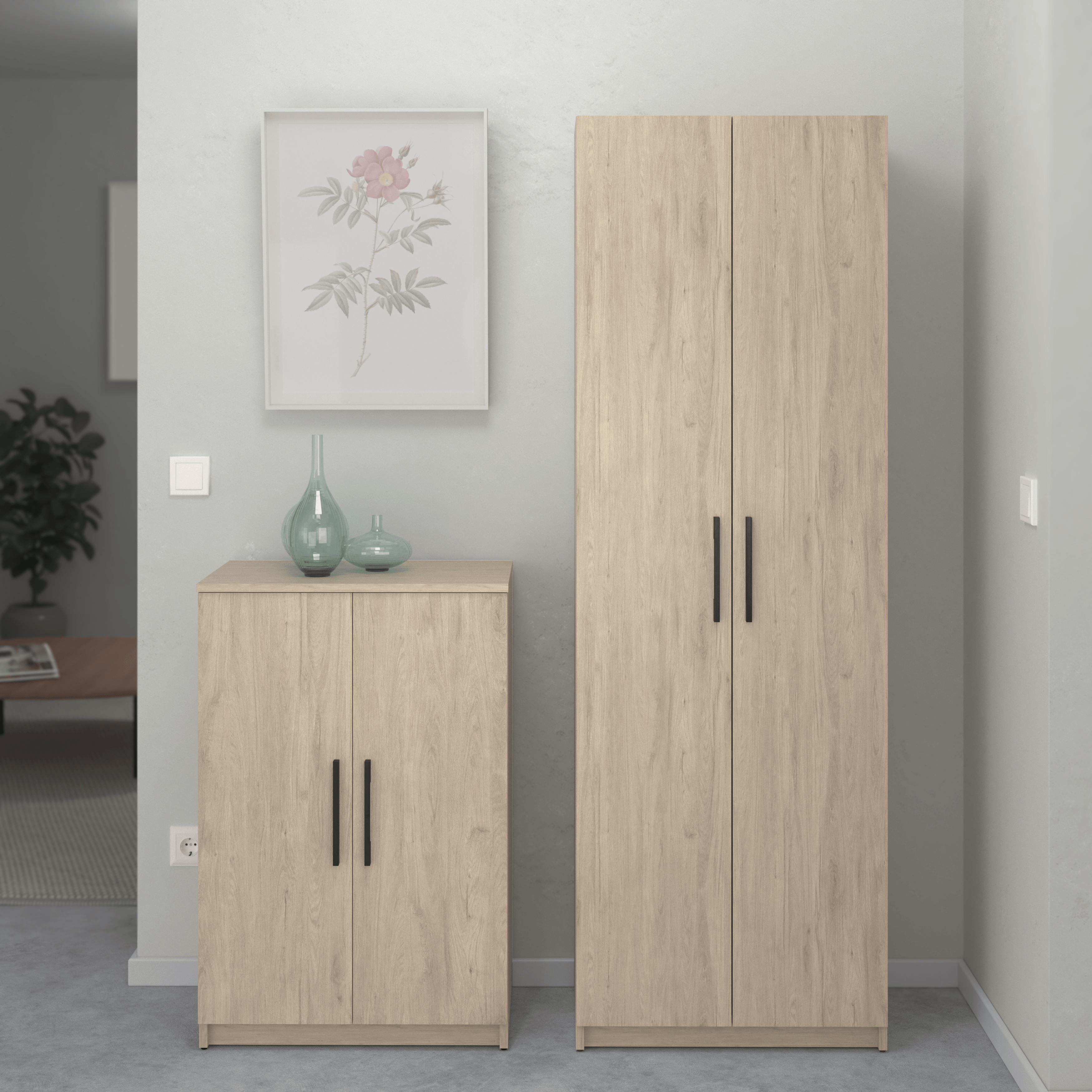Sapateira 2 portas 21 pares 180x60x35,6 cm carvalho natural Homes Nimes - 4