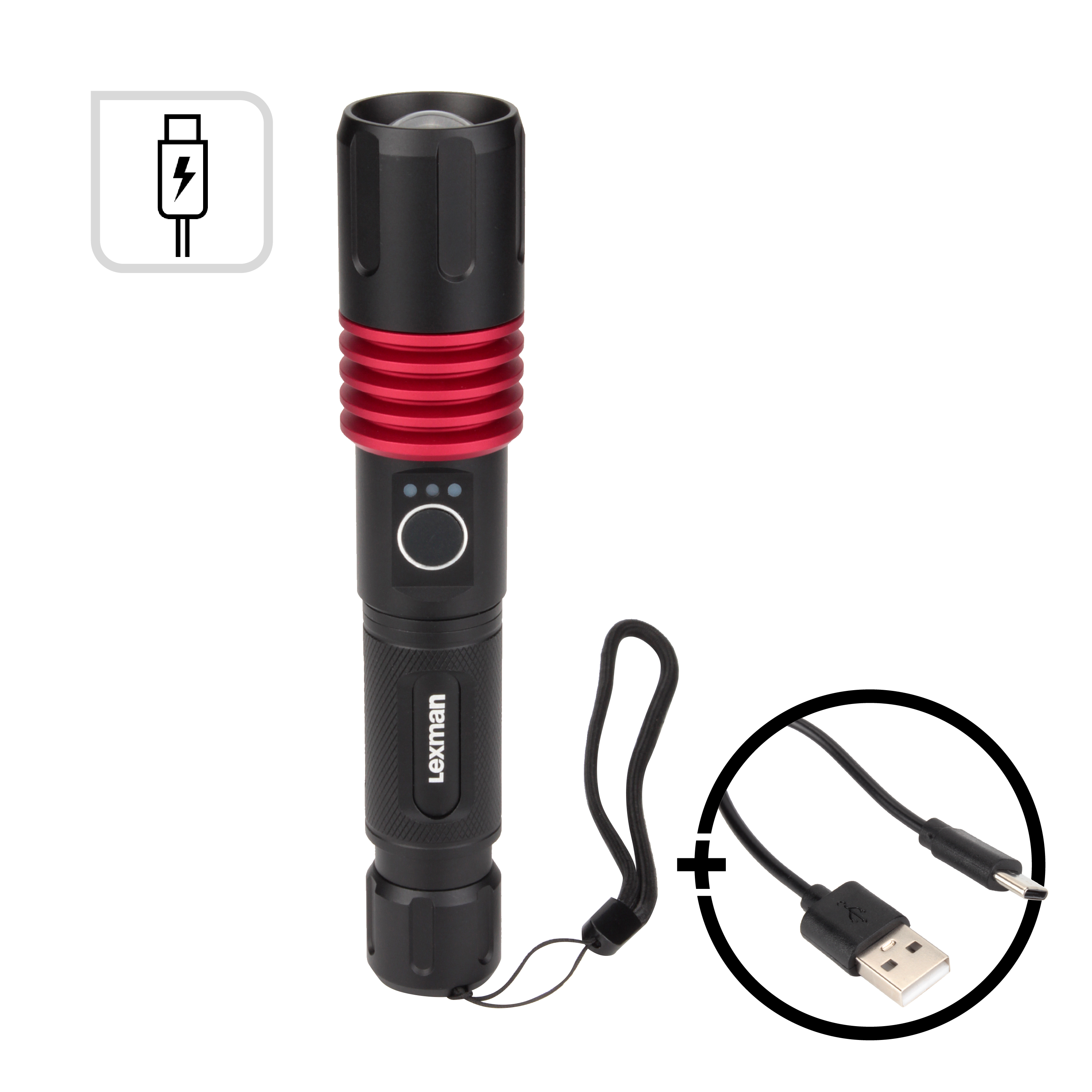 Lanterna LEXMAN reincarcabila, USB C, 200-800LM | Leroy Merlin