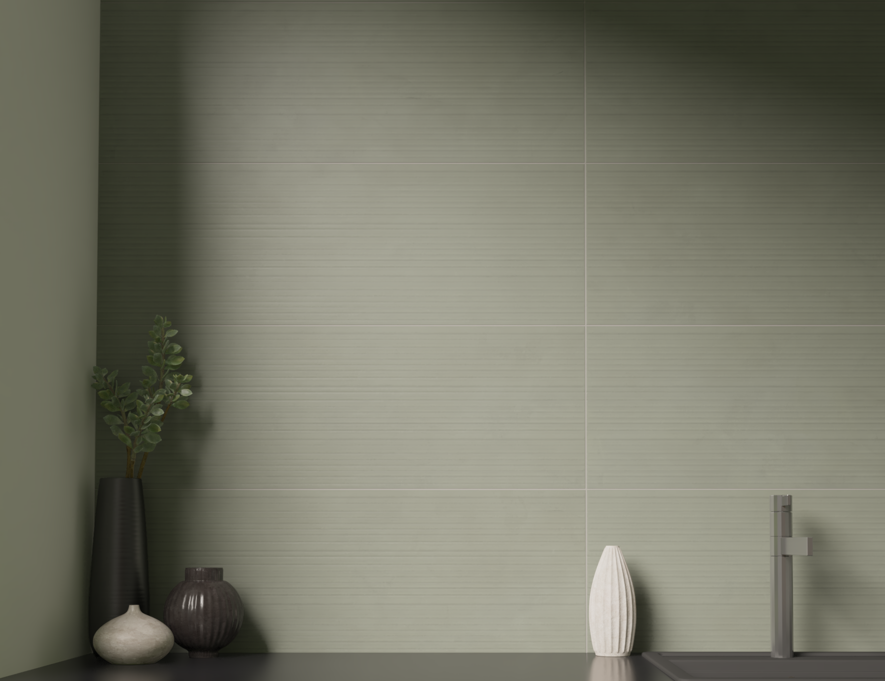 Carrelage mur intérieur effet béton coloré kaki Olympia l.33.3 x L.90.0 cm ARTENS