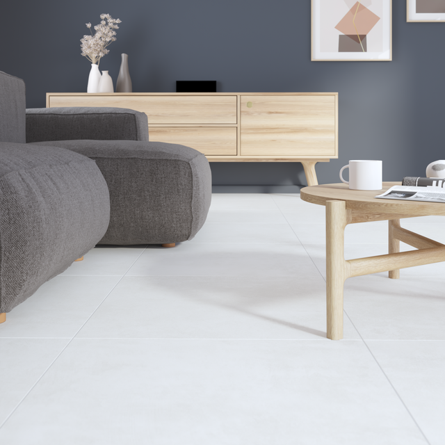 Carrelage sol/mur intérieur effet béton blanc Urban l.60 x L.60 cm ARTENS