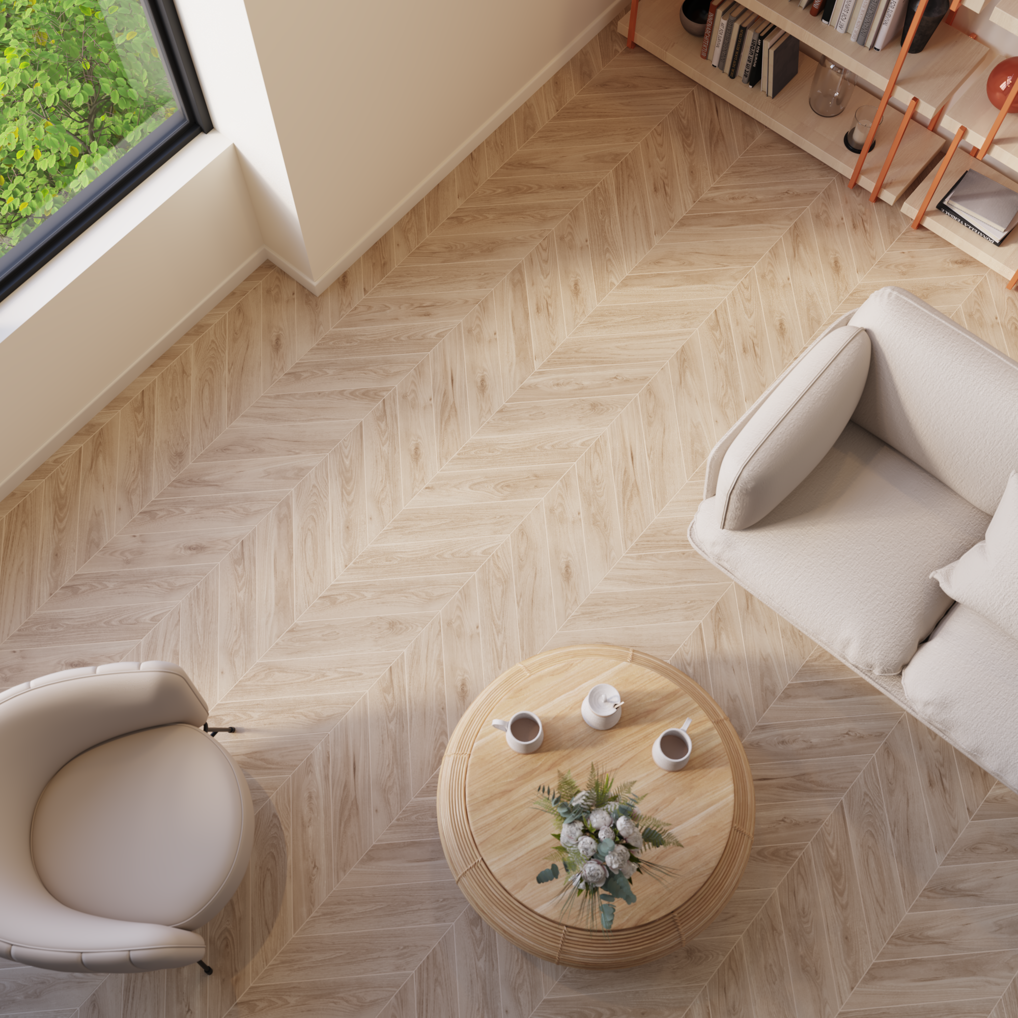 Carrelage sol/mur intérieur effet bois chevron light Malte l.11 x L.54 cm ARTENS - 2