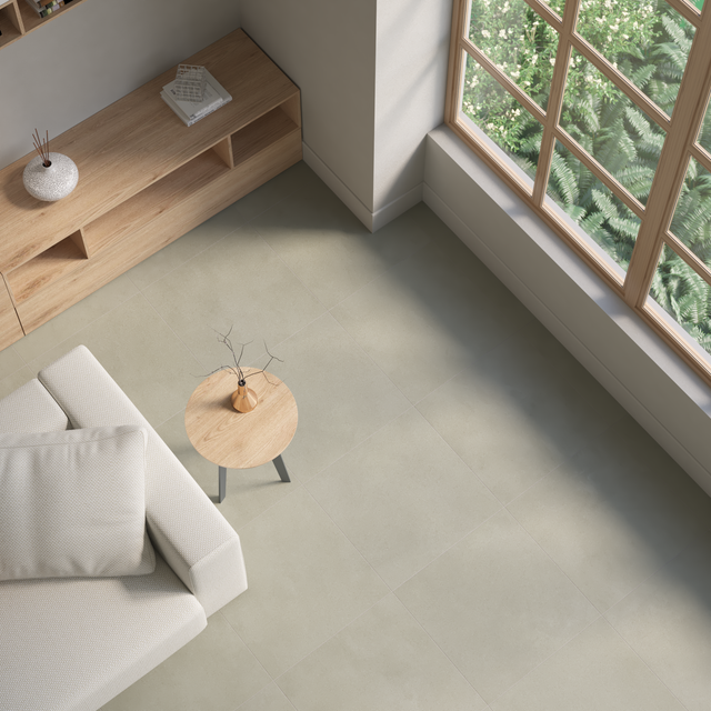 Carrelage sol/mur intérieur effet béton kaki Olympia l.59.5 x L.59.5 cm ARTENS