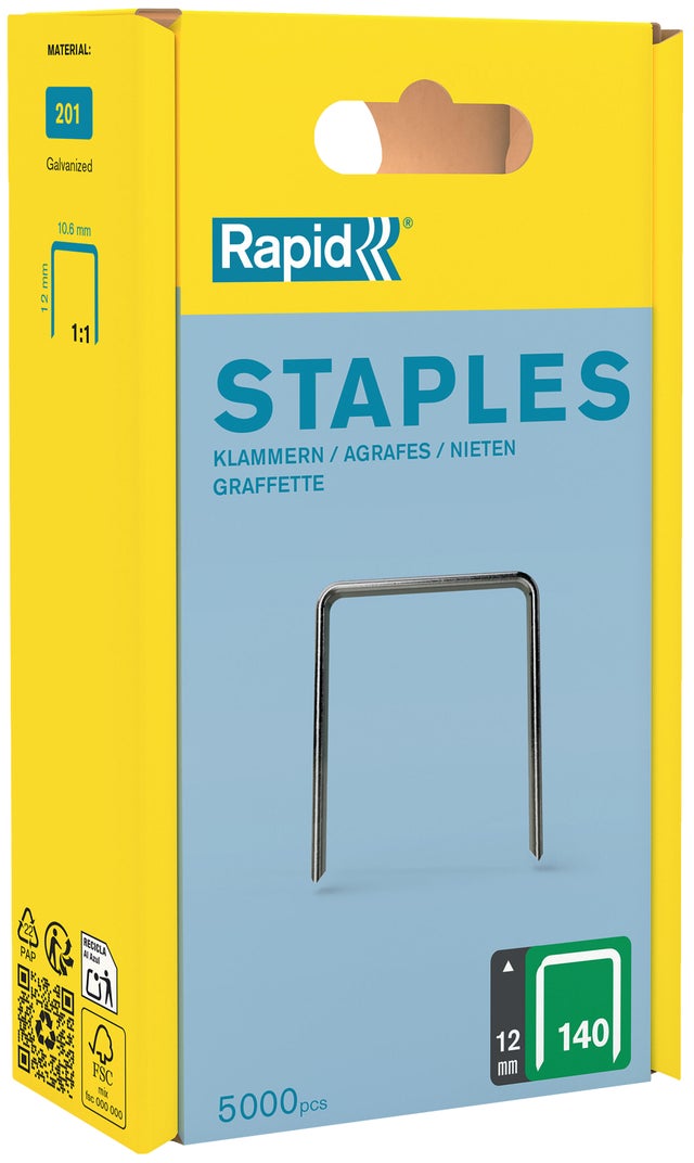Boite de 5000 agrafes n°140 L.12 mm Galva - RAPID