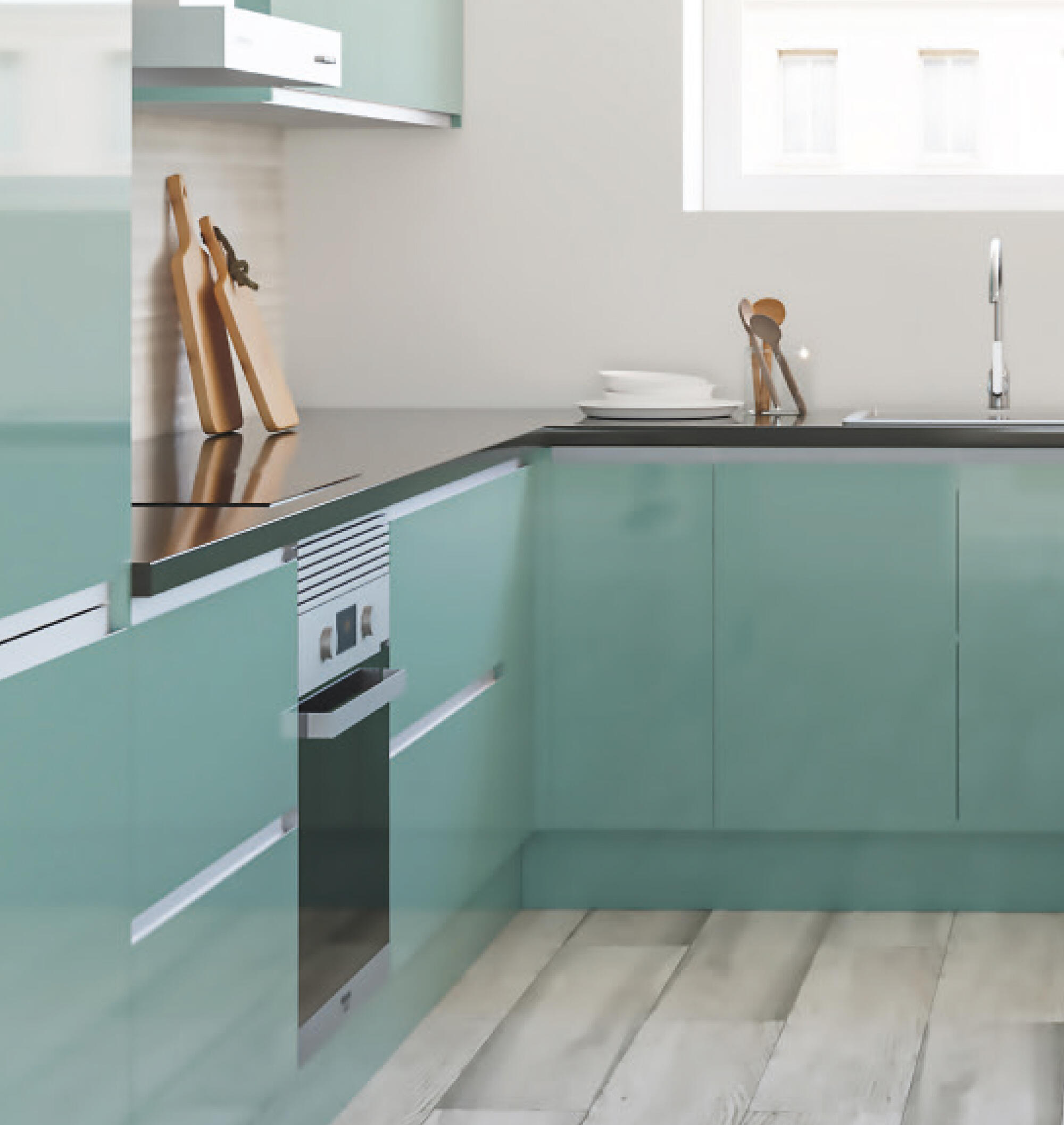 FRENTE CAJÓN PARA MUEBLE DE COCINA ALICANTE AGUAMARINA BRILLO PET 20X60CM - 5