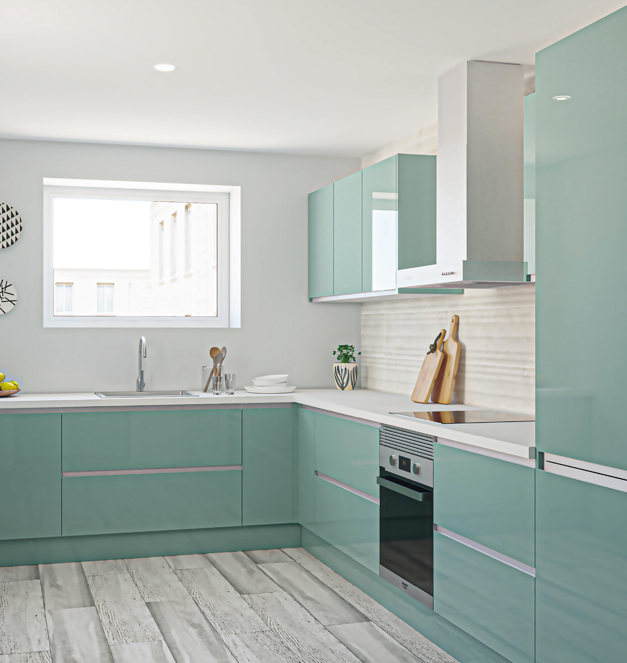 FRENTE CAJÓN PARA MUEBLE DE COCINA ALICANTE AGUAMARINA BRILLO PET 20X60CM - 3