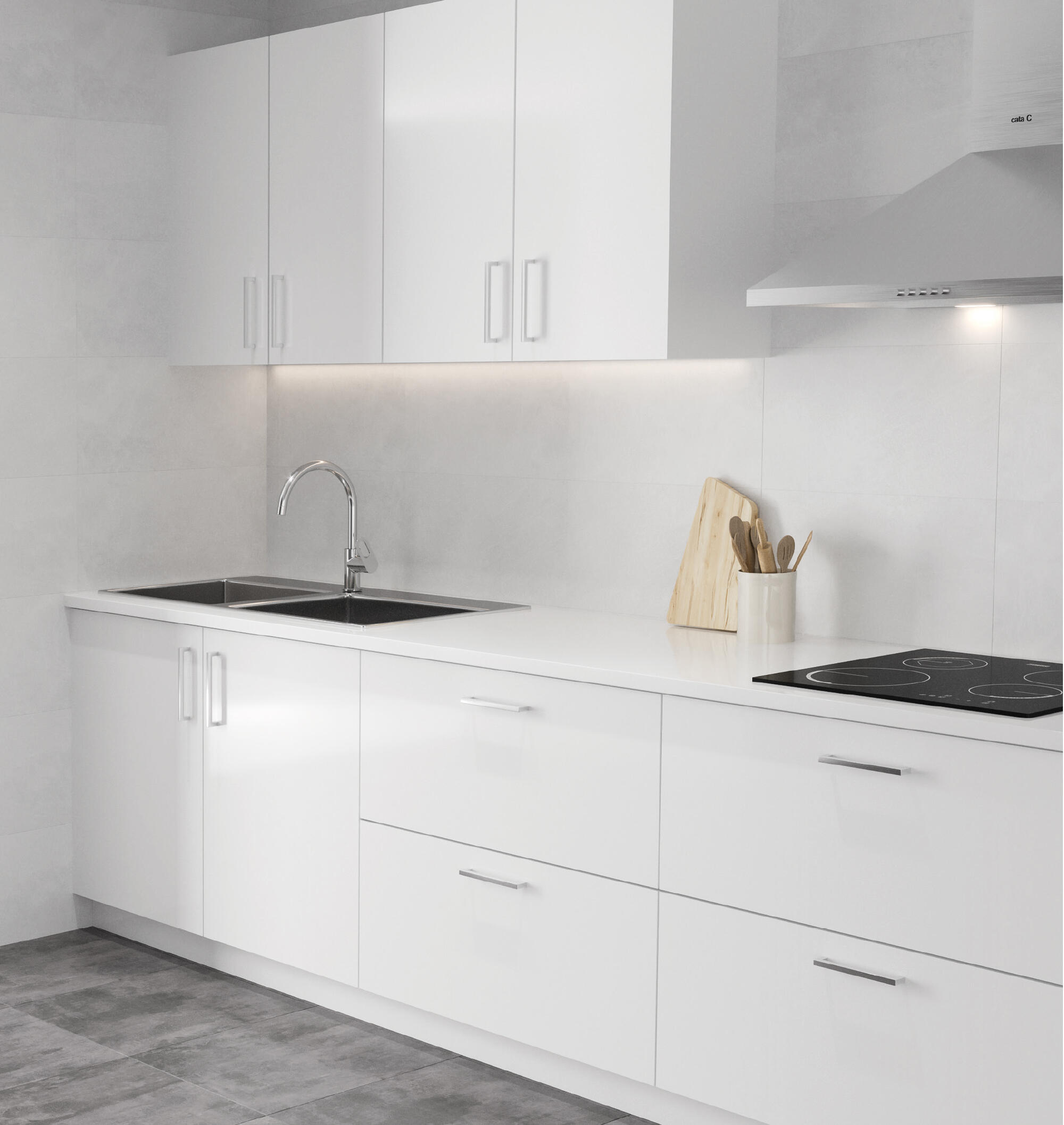 PUERTA PARA MUEBLE DE COCINA SEVILLA BLANCO BRILLO PET 140X60CM - 4