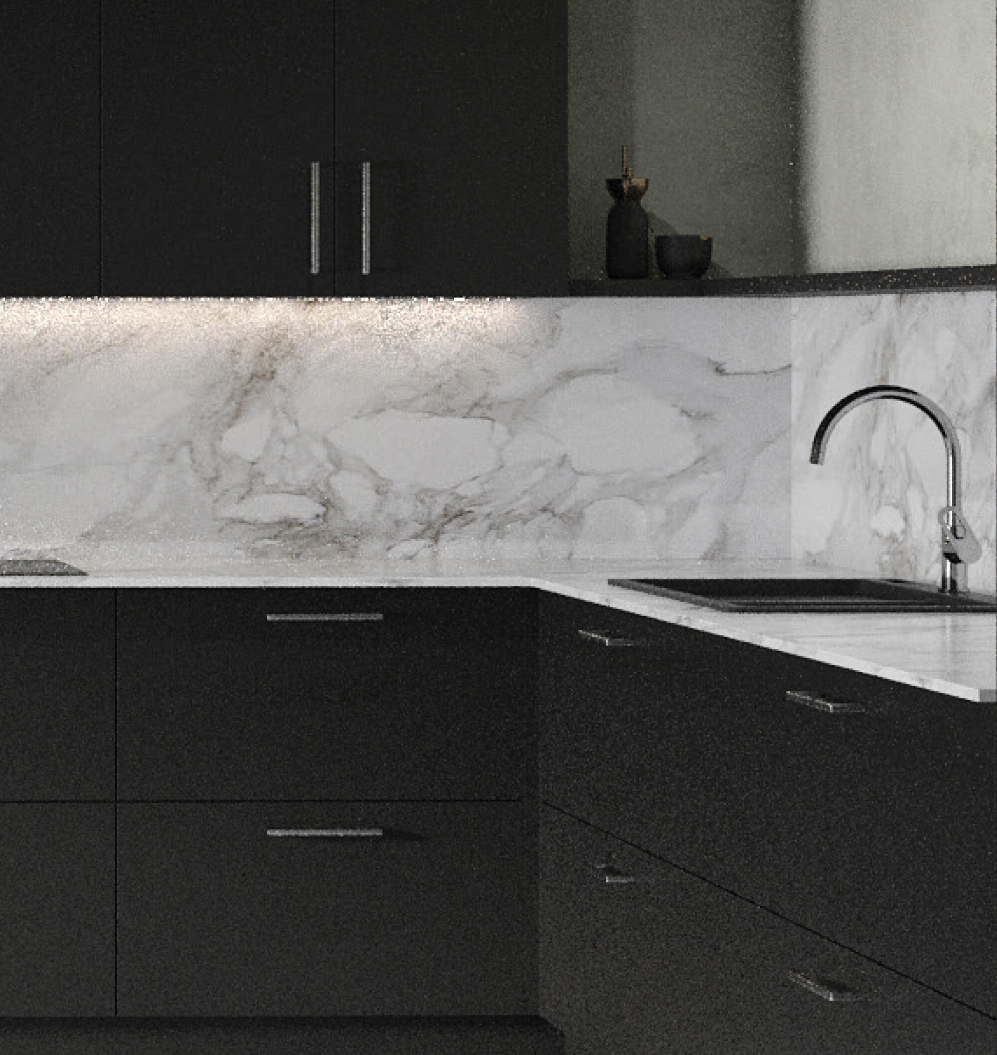 PUERTA PARA MUEBLE DE COCINA SEGOVIA NEGRO MATE PET 80X45CM - 4