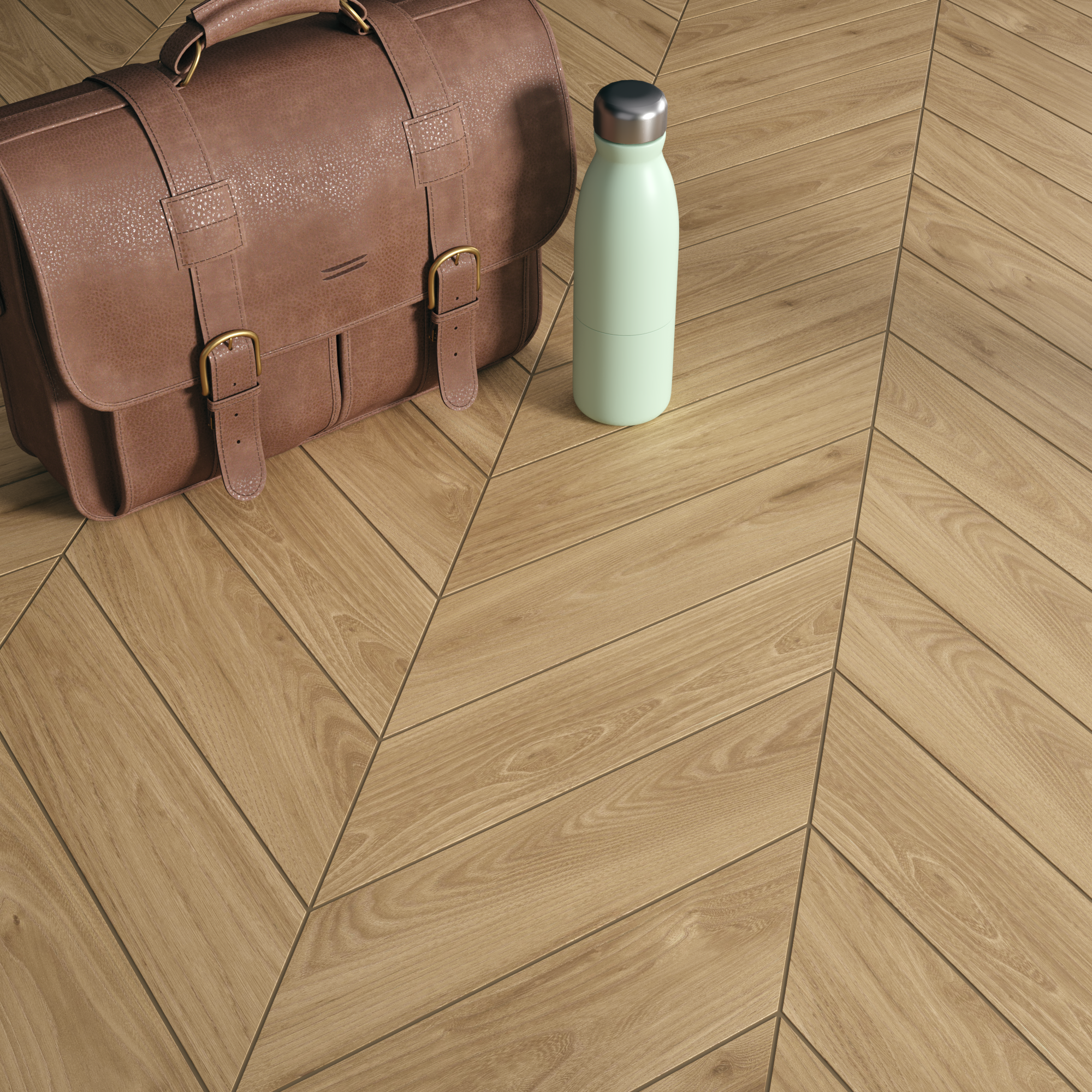 Carrelage sol/mur intérieur effet bois chevron naturel Malte l.11xL.54cm ARTENS - 5