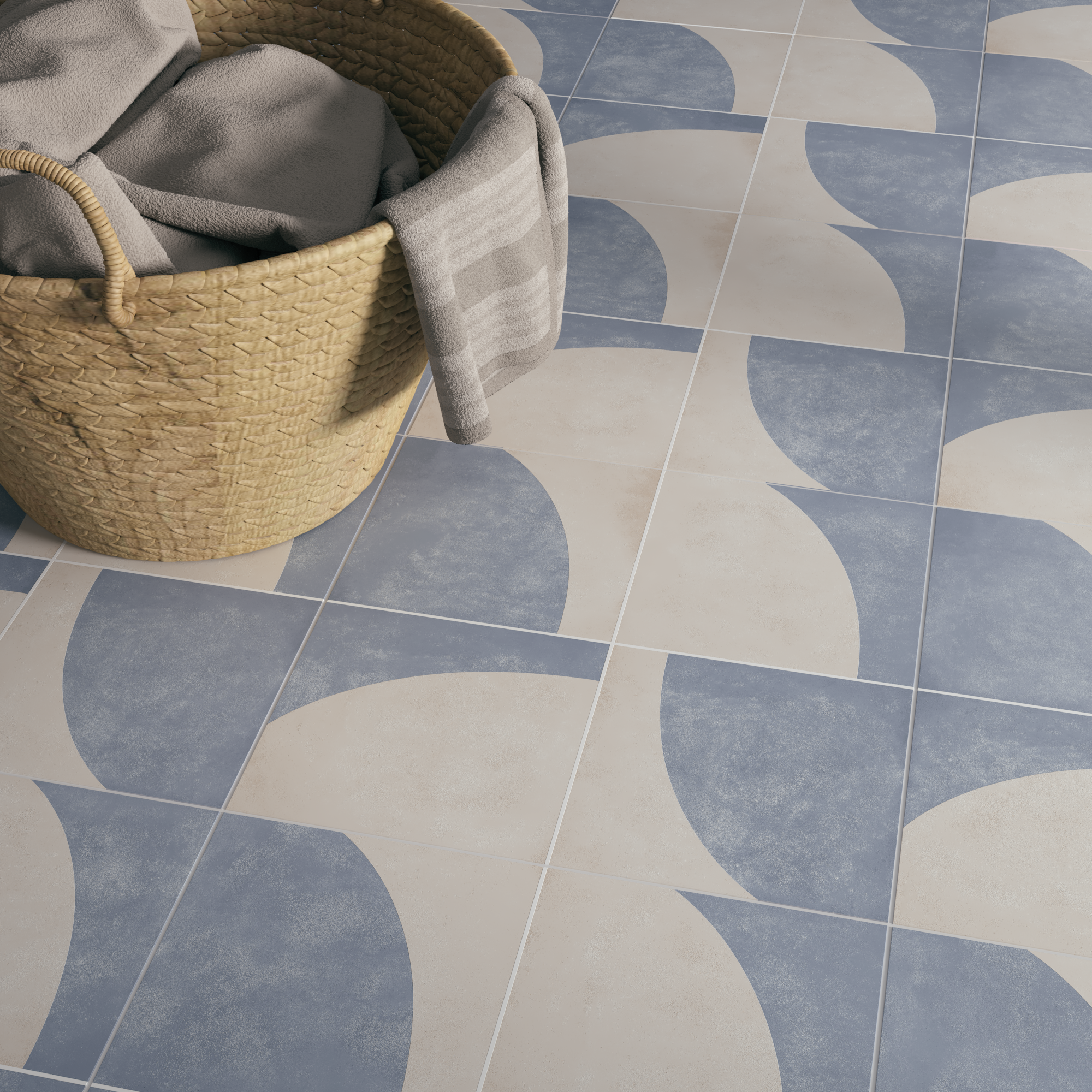 Carrelage sol/mur intérieur effet patchwork bleu fonce Easy l.45xL.45cm ARTENS - 4