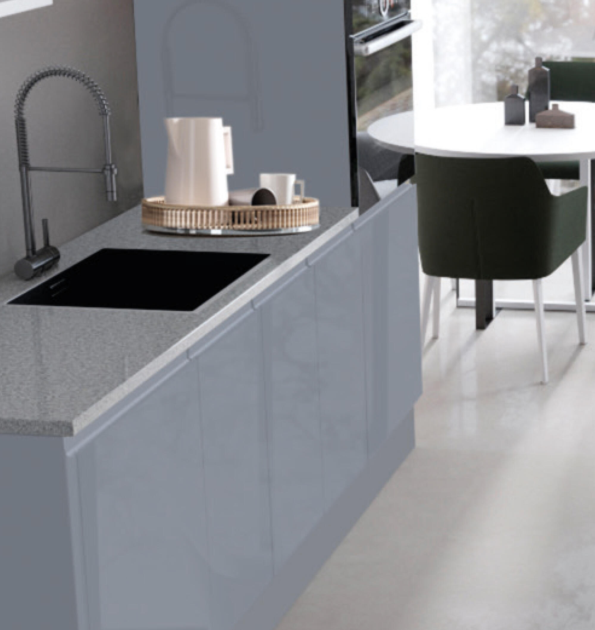 FRENTE CAJÓN PARA MUEBLE DE COCINA ZARAGOZA GRIS BRILLO MDF 40X60CM - 3