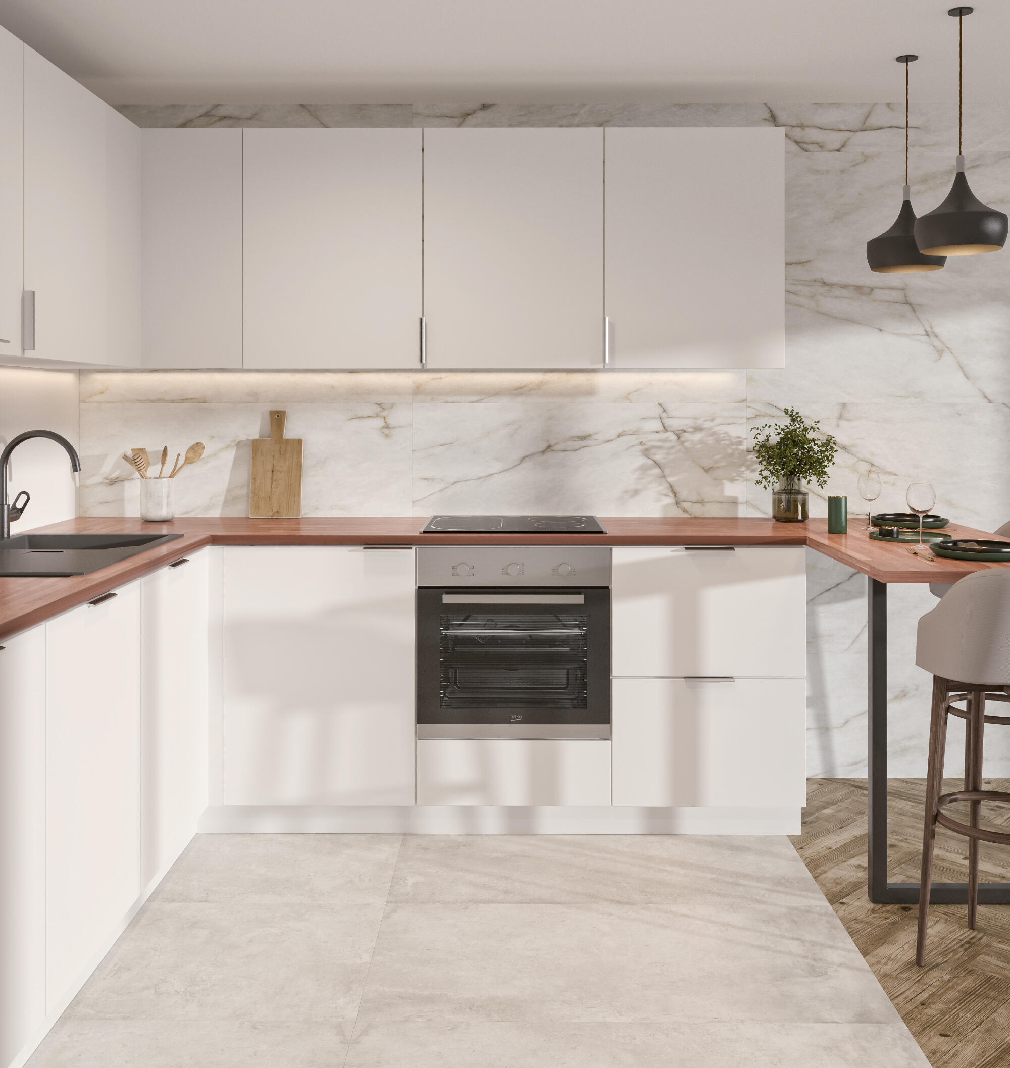 PUERTA PARA MUEBLE DE COCINA LANZAROTE BLANCO MATE PET 80X40CM - 2