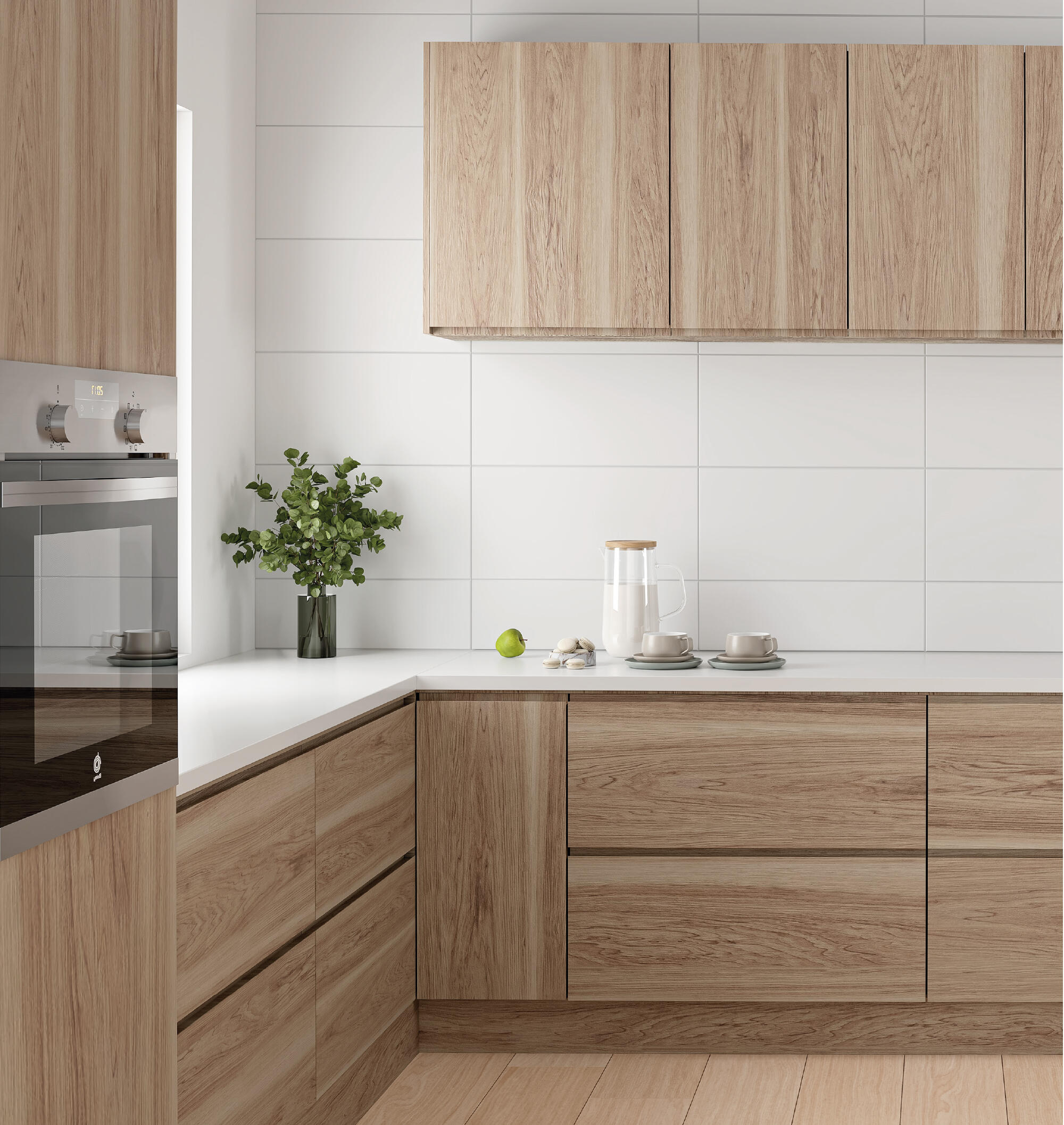 PUERTA PARA MUEBLE DE COCINA LUGO MADERA ROBLE CLARO AGLOMERADO ABATIBLE 40X60CM - 3