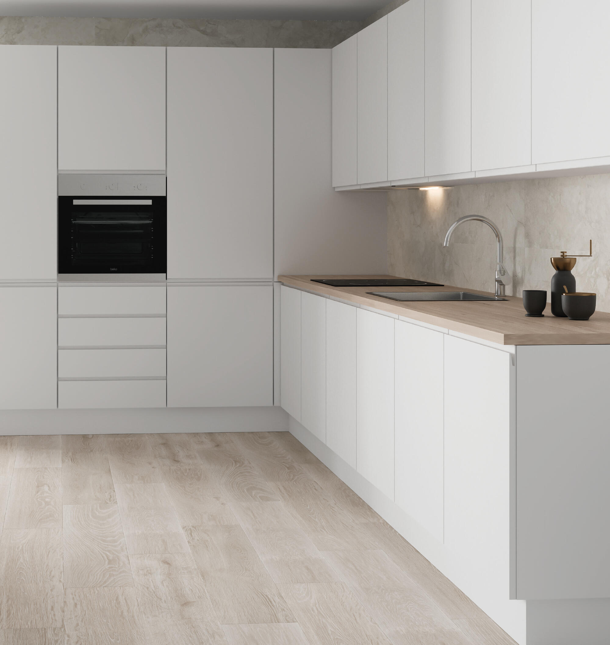 FRENTE CAJON PARA MUEBLE DE COCINA MALLORCA BLANCO BRILLO MDF 40X60CM - 2