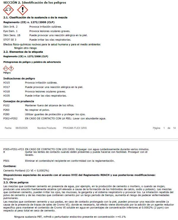 CEMENTO COLA PRAGMA FLEX 25KG GRIS - 2