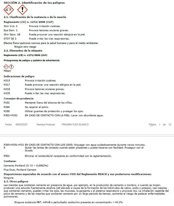 CEMENTO COLA PRAGMA FLEX 25KG BLANCO - 2