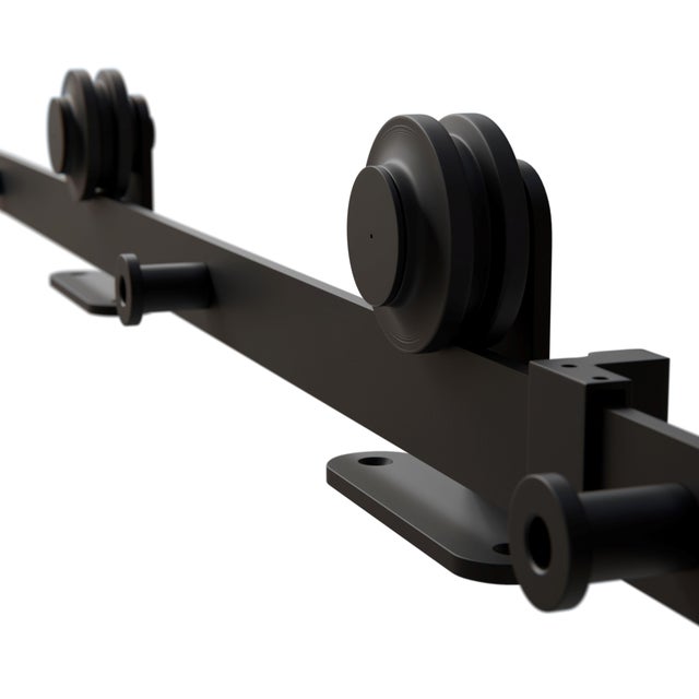 KIT GUIA CORREDERA PUERTA MADERA 1.86M NEGRO