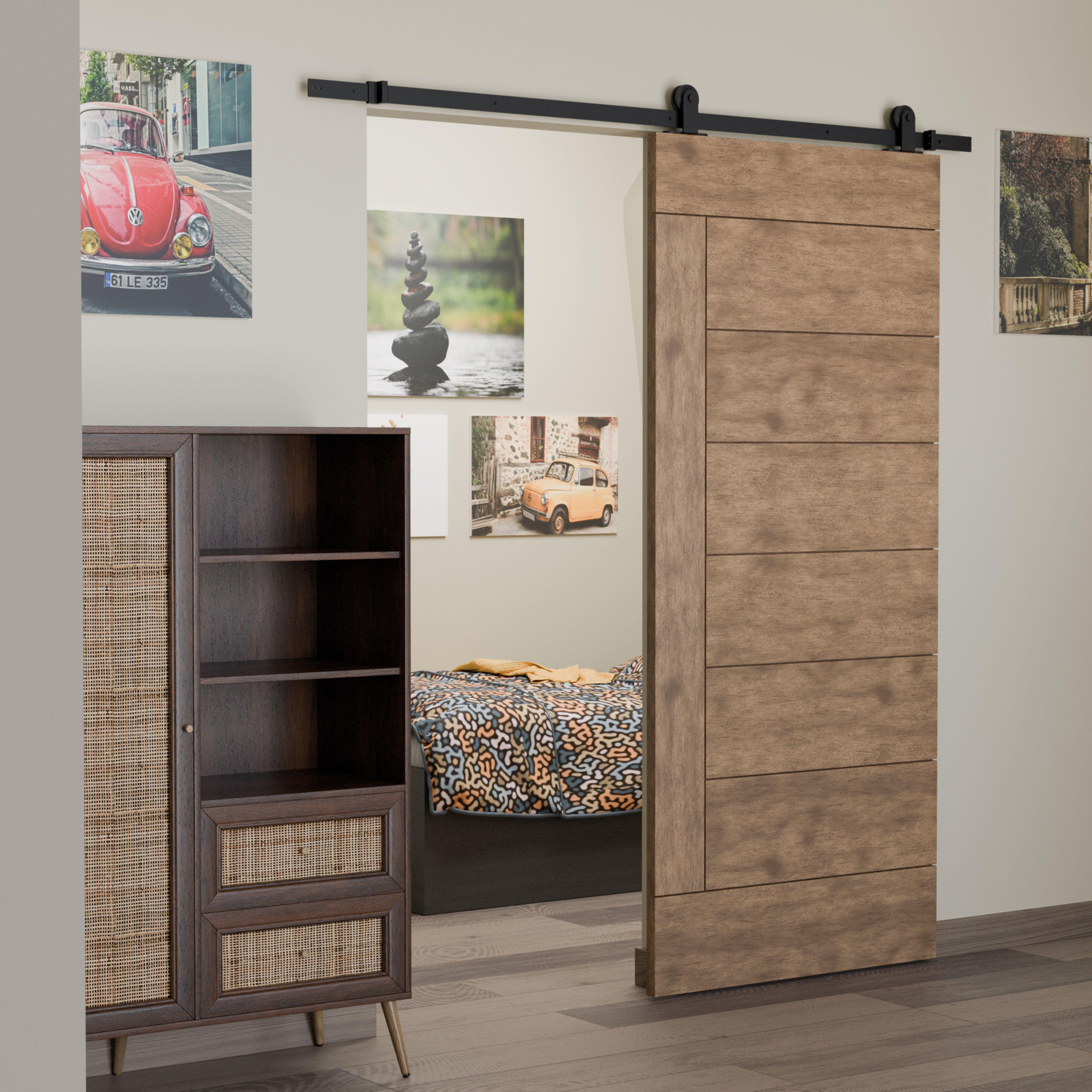 KIT GUIA CORREDERA PUERTA MADERA 1.86M NEGRO - 2