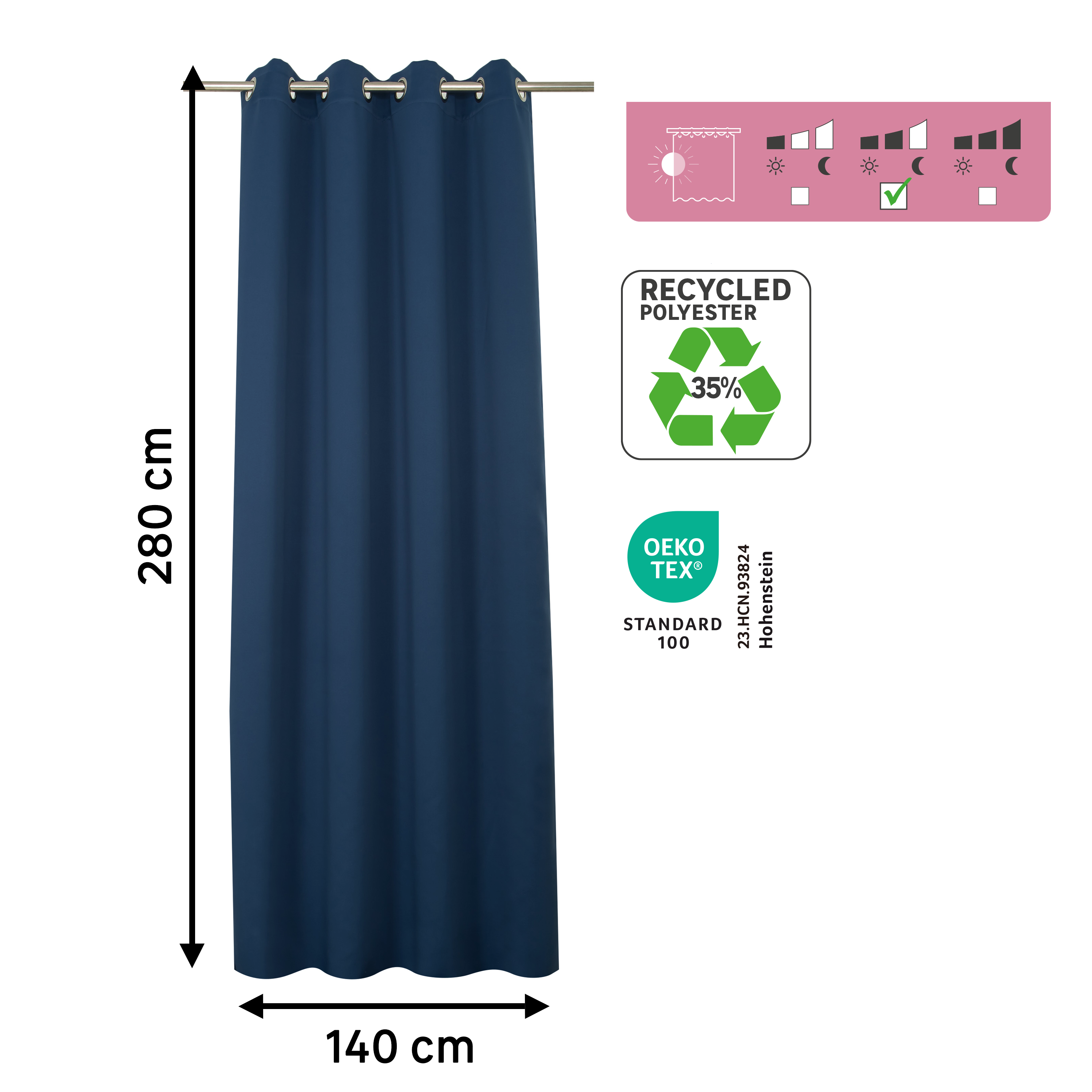 Cortinado ilhós Arel 140x280cm denim Inspire - 8